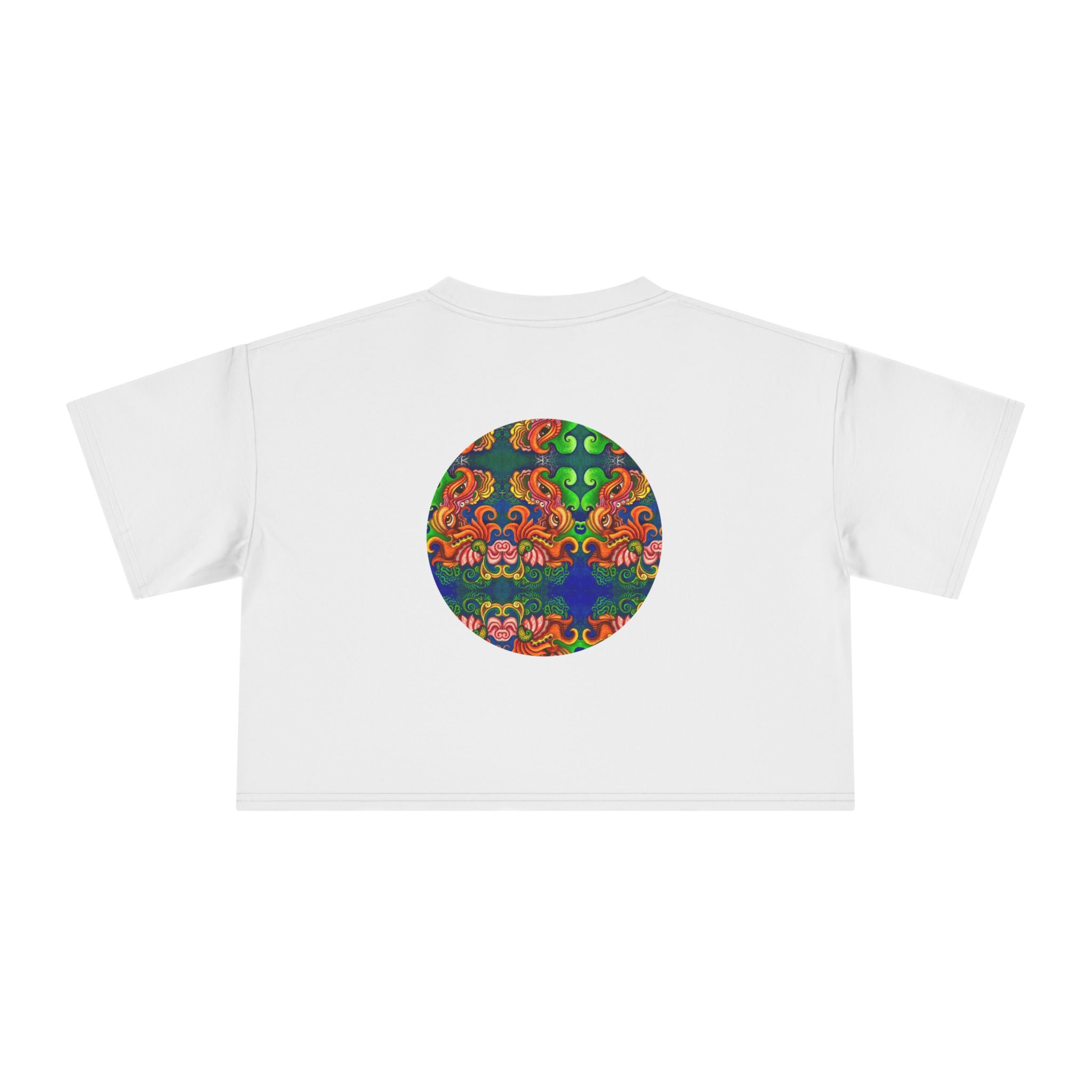 Psychedelic Keyhole Crop Tee — Colorful Abstract Floral Graphic Top #ctaf55