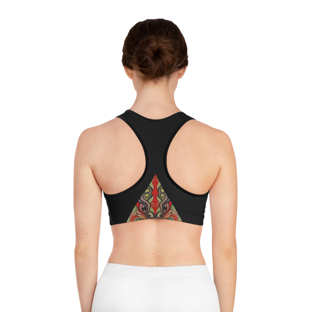 Tribal Triangle Sports Bra — Colorful Geometric Activewear #d34686