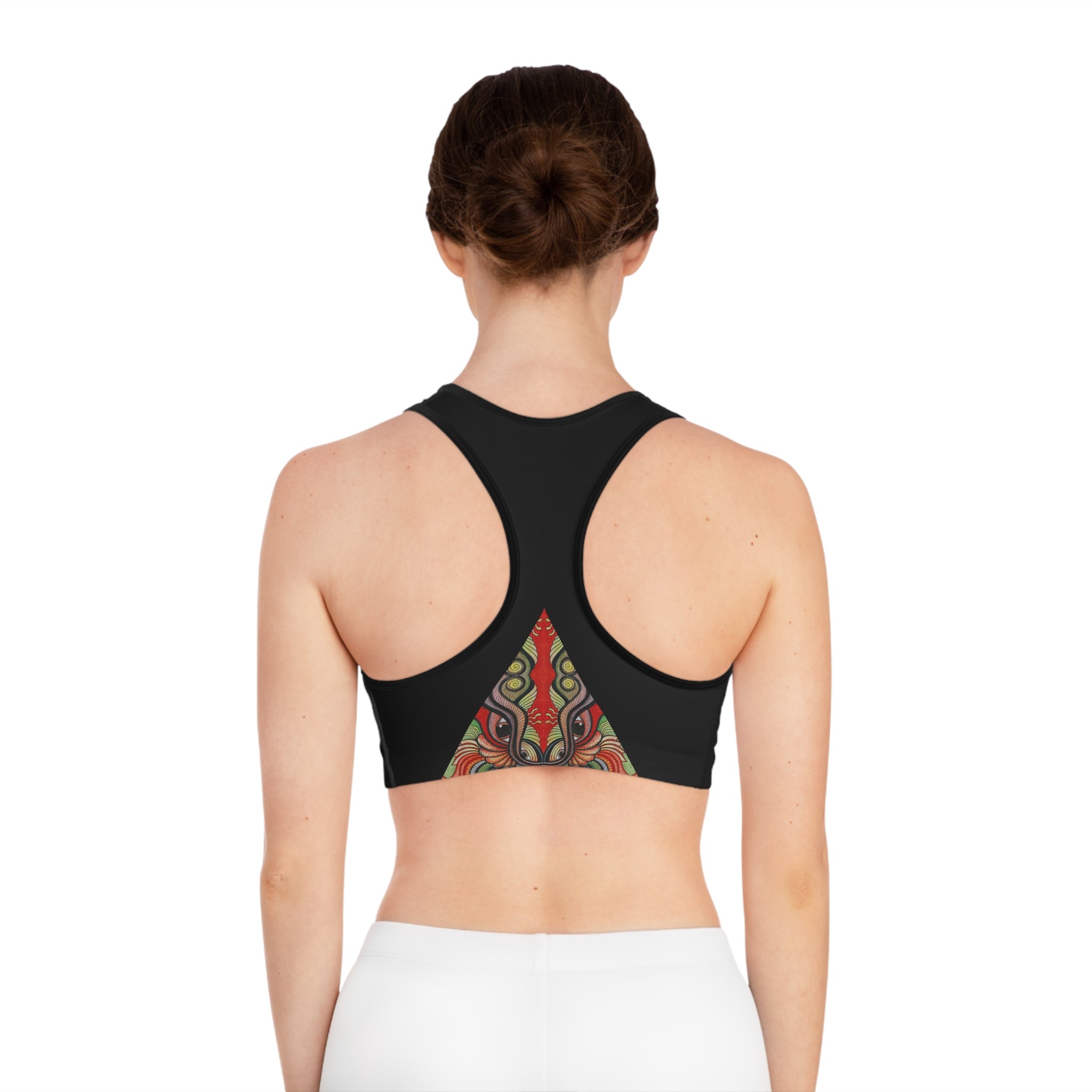 Tribal Triangle Sports Bra — Colorful Geometric Activewear #d34686
