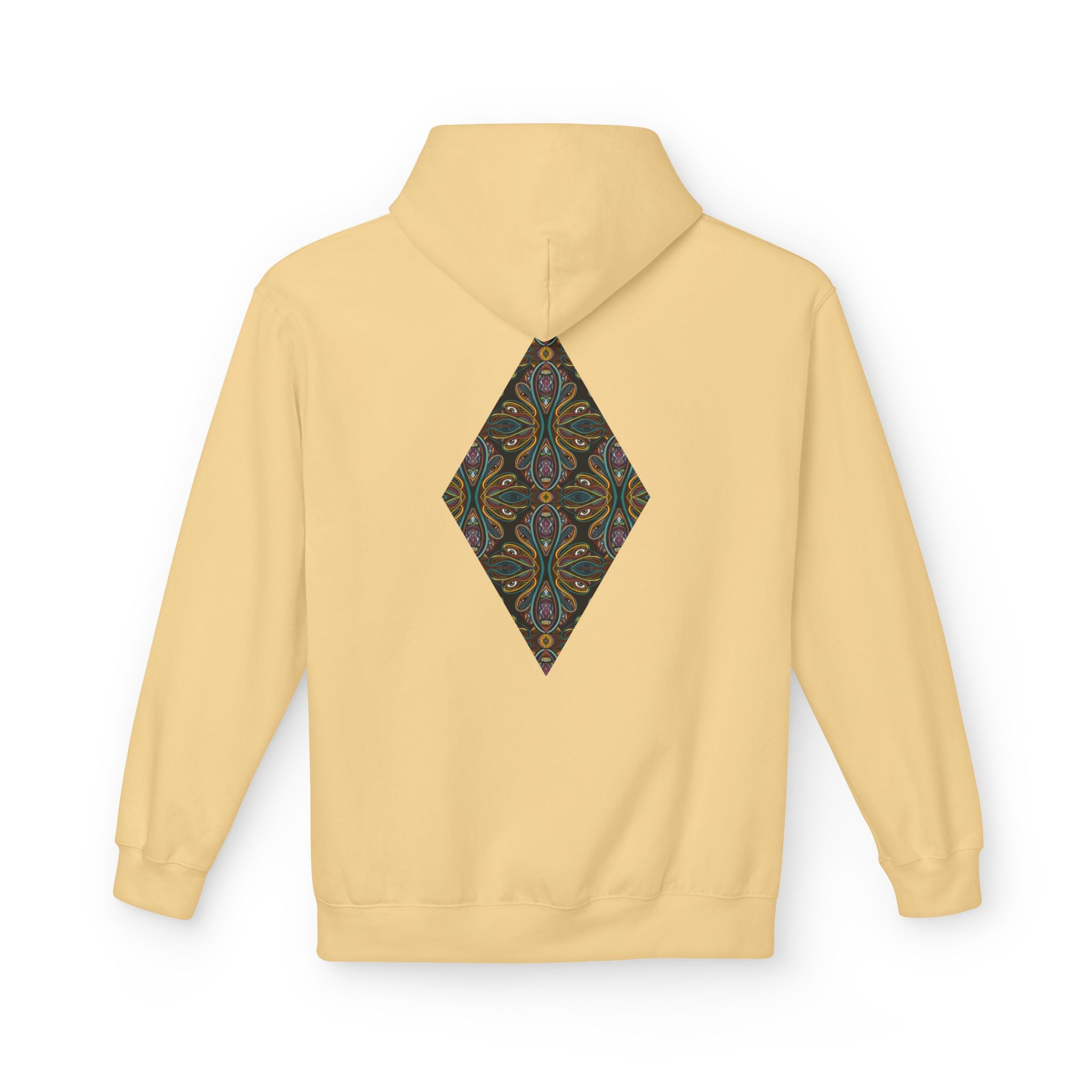 Geometric Mosaic Triangle Hoodie — Decorative Pattern Pullover #i865678