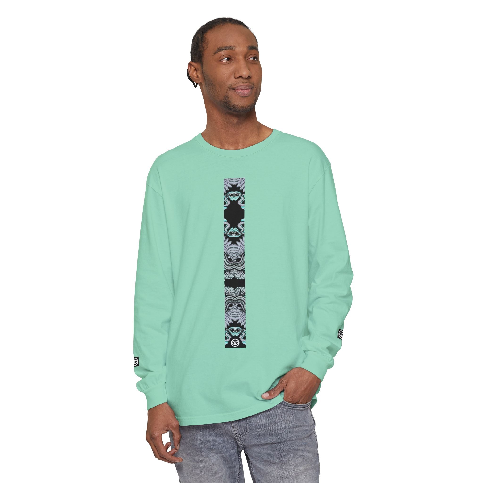 Men's/Women's Long Sleeve T-Shirt — Vertical Geometric Stripe Graphic #kjgd64258