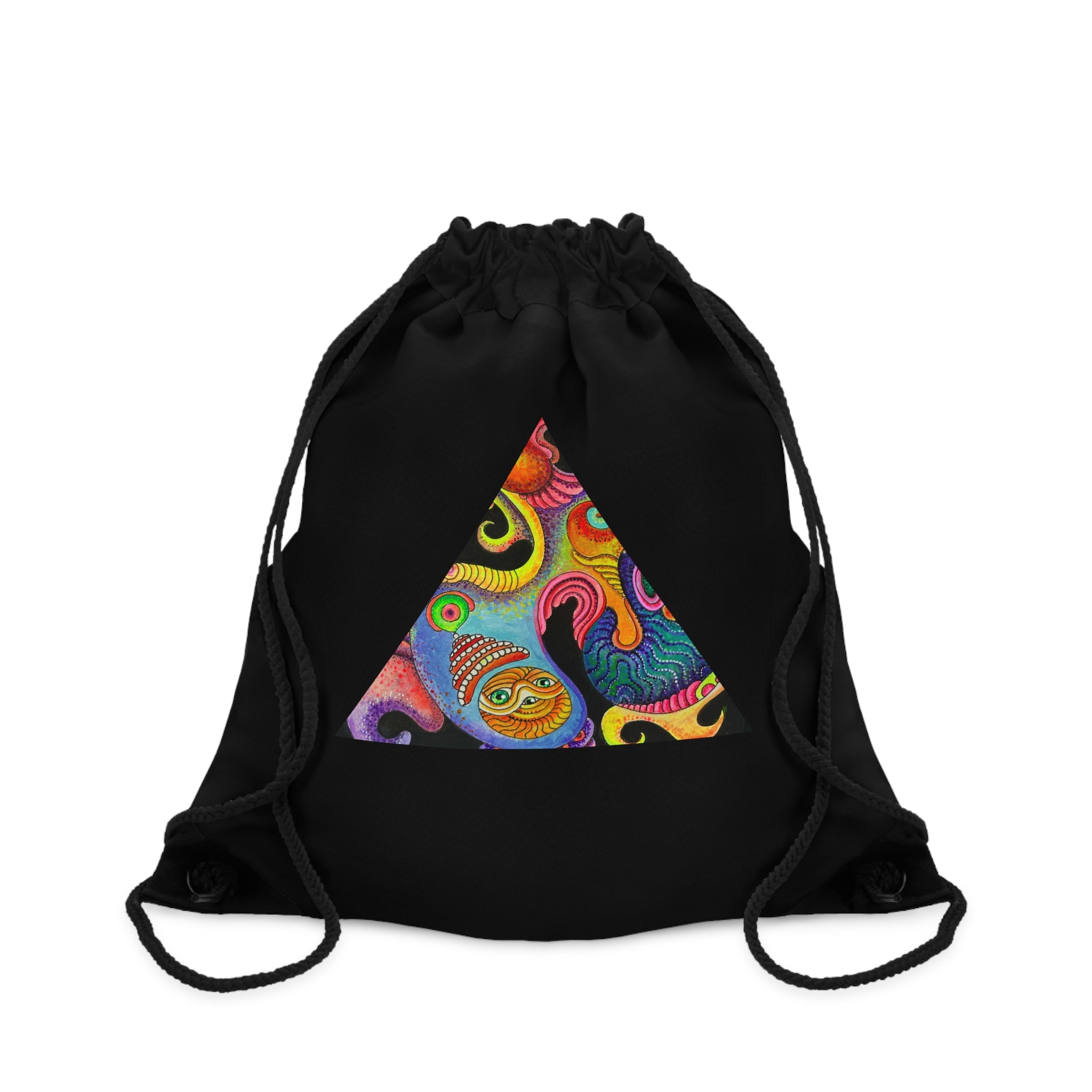 Psychedelic Triangle Drawstring Bag – Colorful Paisley Festival Gym Sack #h8636