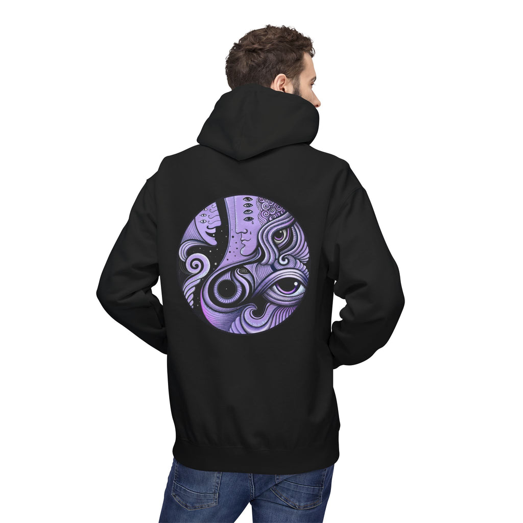 Purple Psychedelic Guitar Art Hoodie | Keyhole Front, Circular Back Design