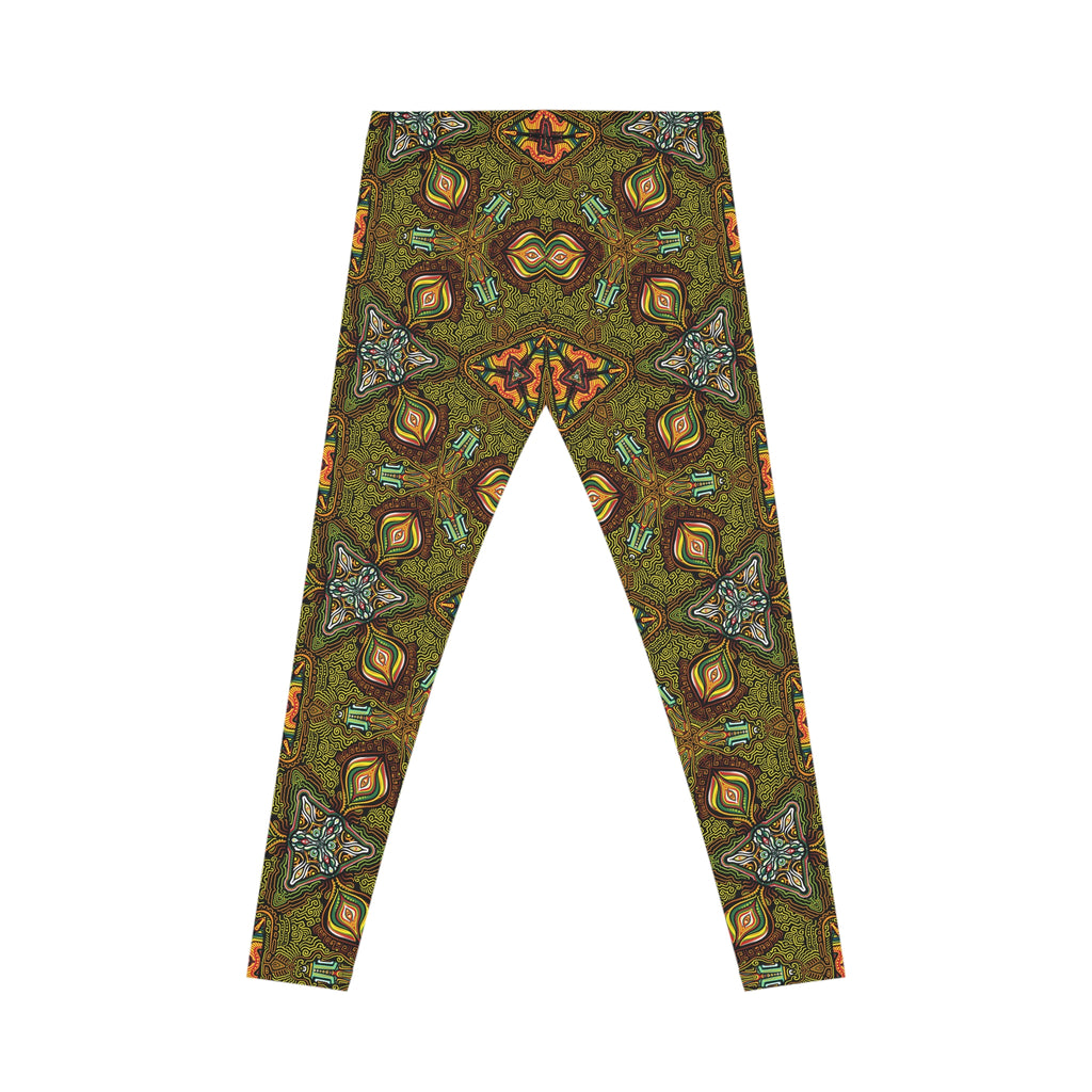 Bohemian Kaleidoscope Leggings — Earthy Green Patterned Women's Leggings #g87440