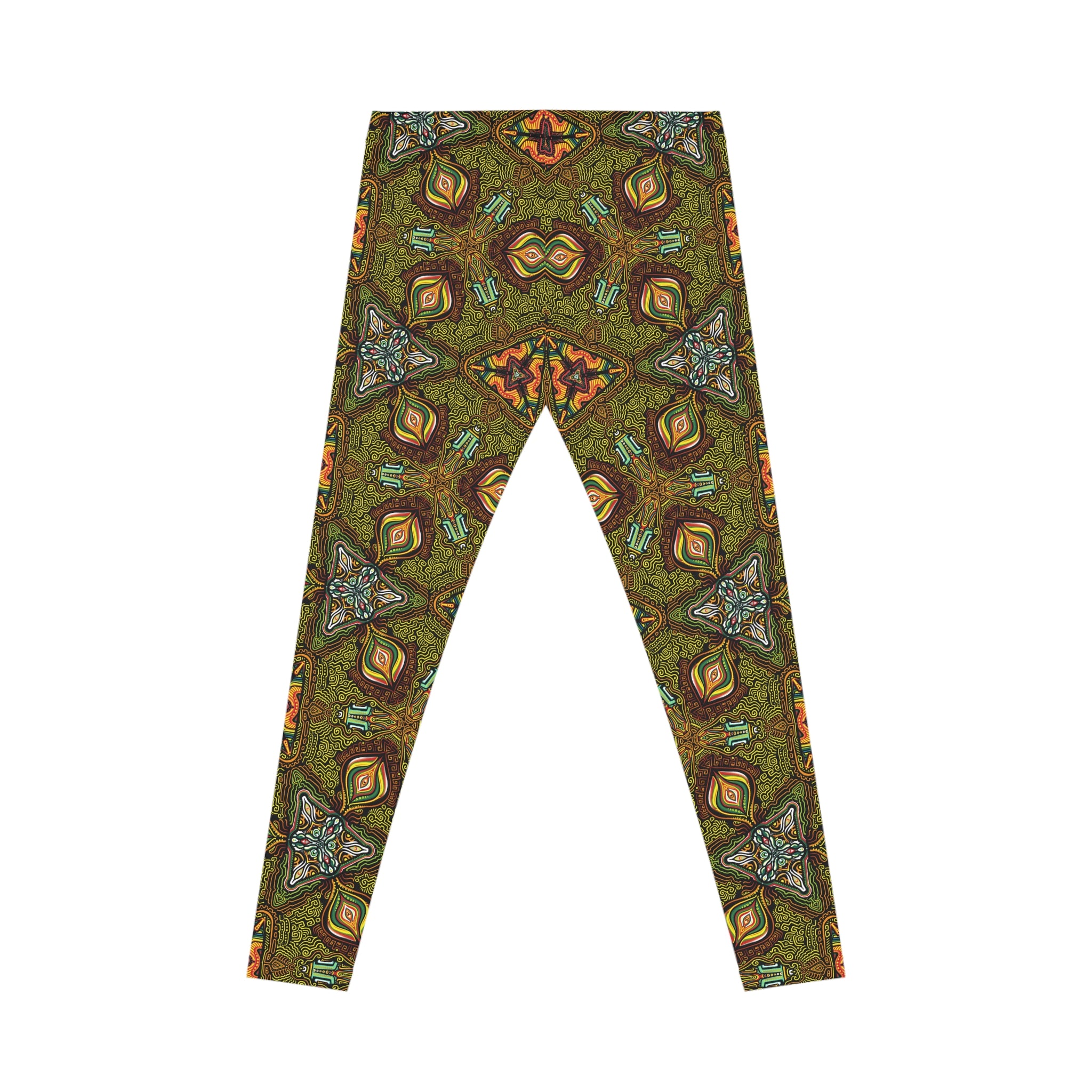 Bohemian Kaleidoscope Leggings — Earthy Green Patterned Women's Leggings #g87440