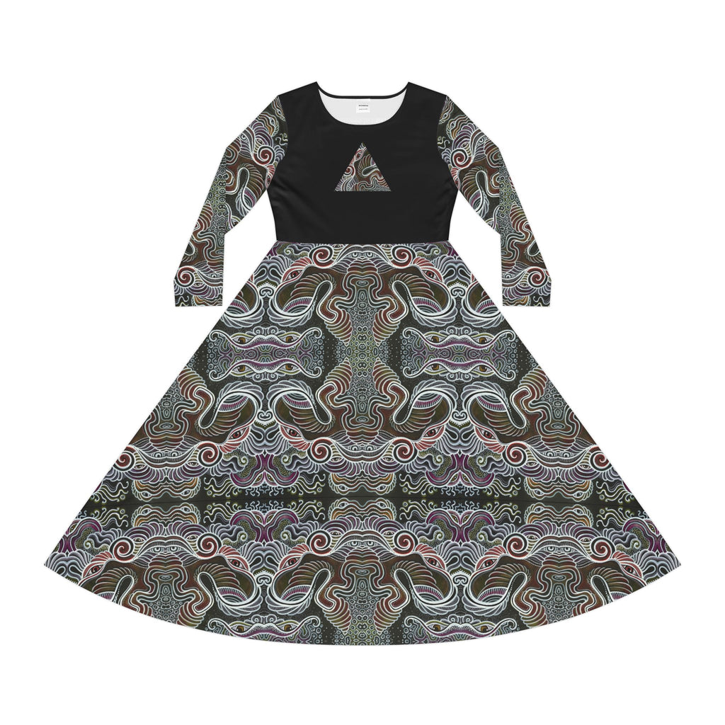Patterned Long Sleeve Dance Dress – Psychedelic Swirl AOP #goi75399