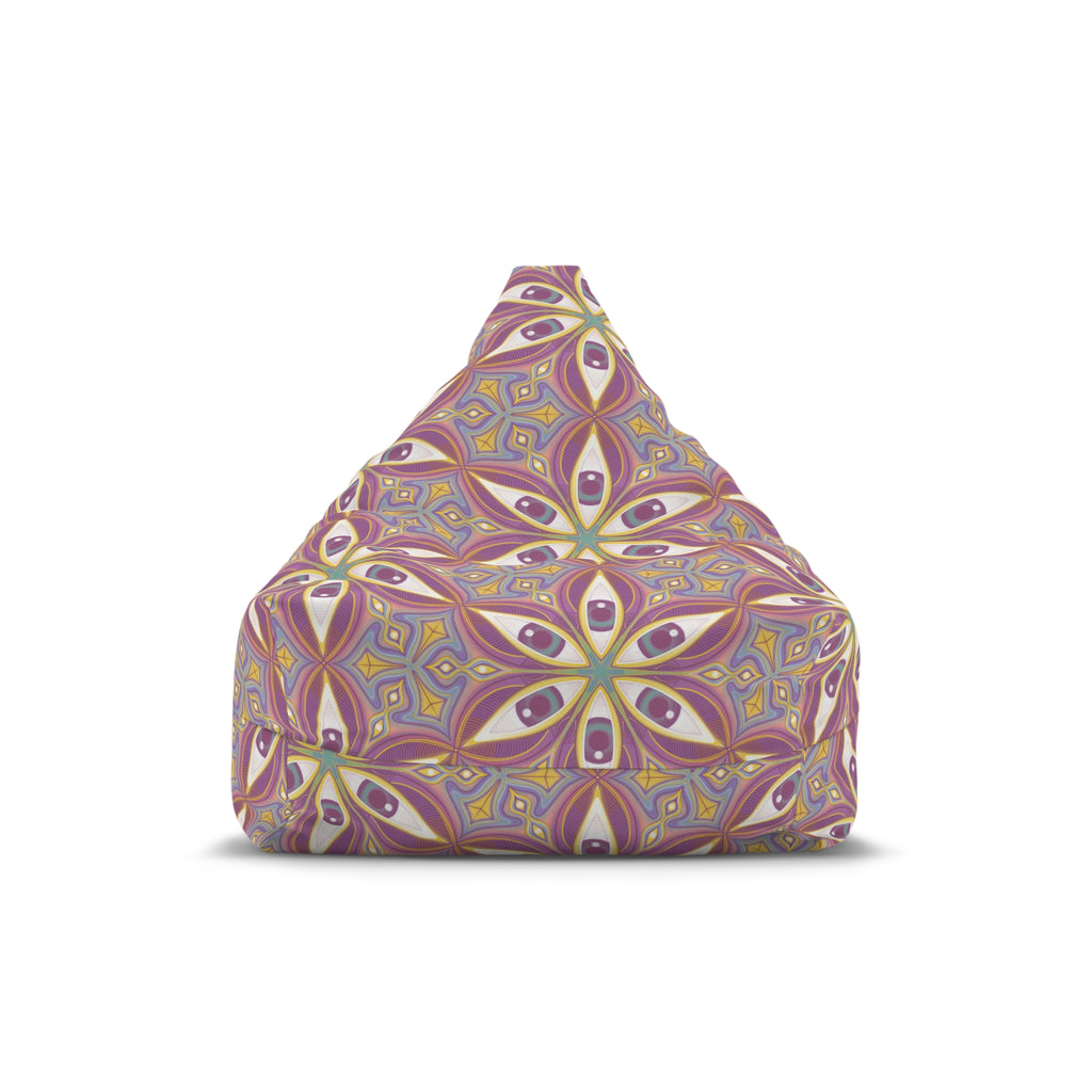 Bohemian Floral Pattern Bean Bag Cover — Retro Pink & Gold Mandala Accent #f68