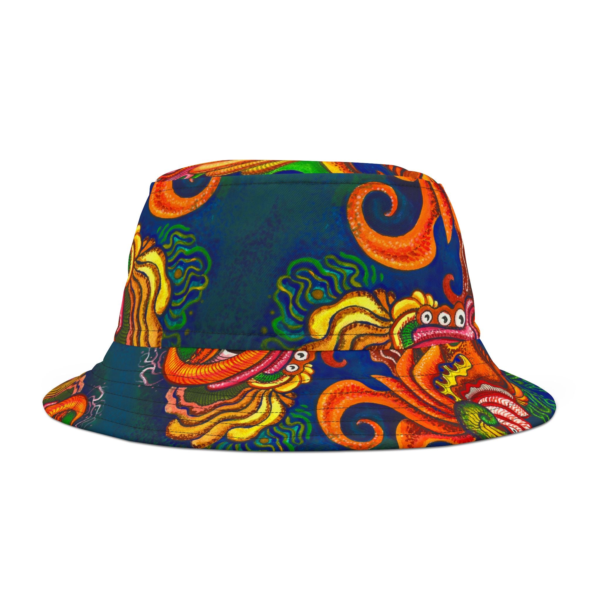 Psychedelic Sea Monster Bucket Hat — Vibrant Octopus Print AOP #bh21