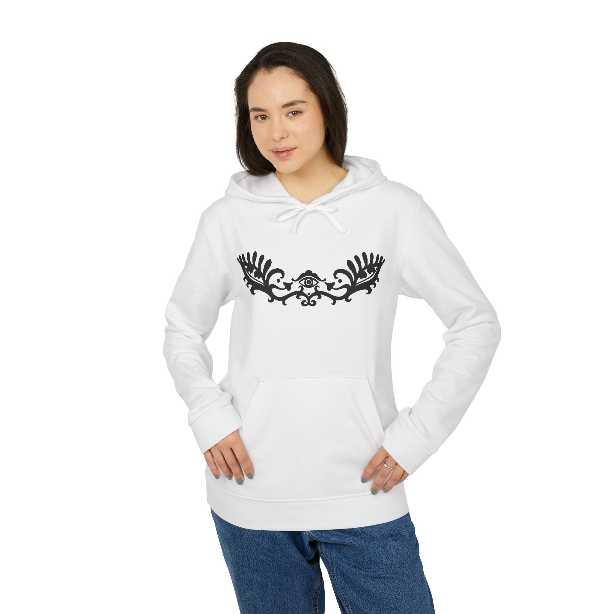 Adidas Hoodie — Ornamental Symmetry Black Graphic Zip-Up #y086467