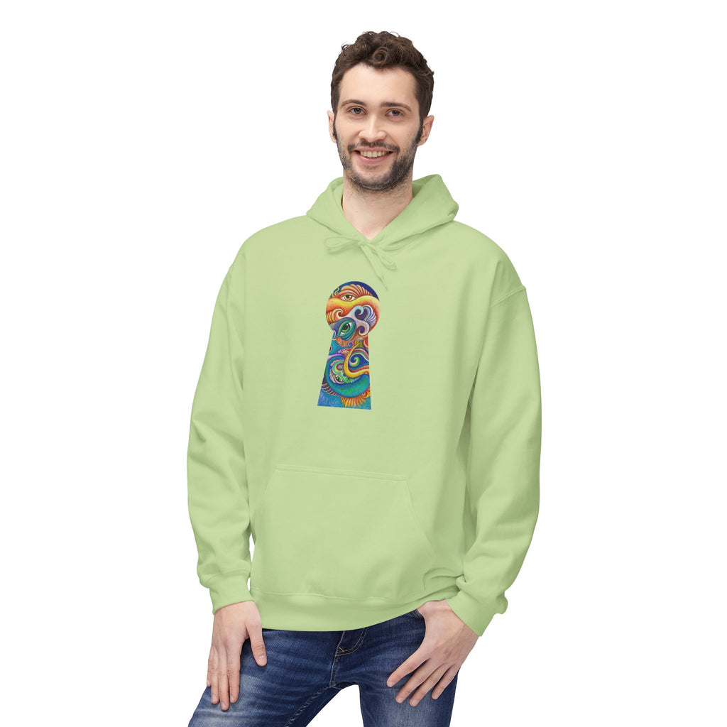 Abstract Psychedelic Face Hoodie | Colorful Surreal Keyhole Art