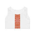Red Tribal Stripe Sports Bra — Bold Geometric Fitness Top #d346775