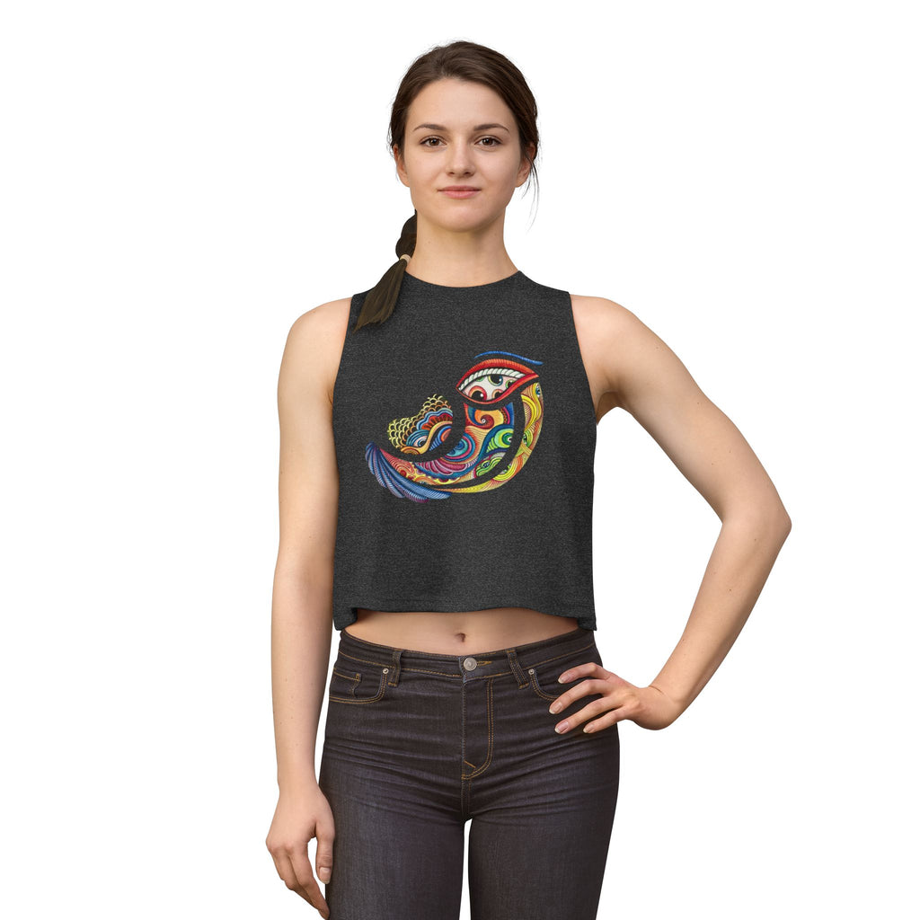 Crop Top — Colorful Psychedelic Bird Illustration Tank for Women #a364