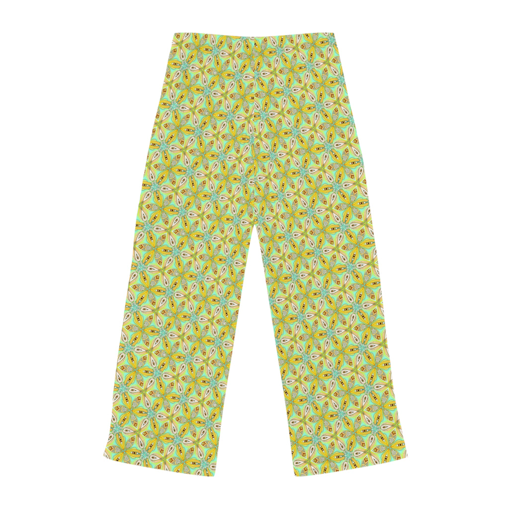 Floral Retro Tile Women's Pajama Pants – Soft All-Over Print Lounge Trousers #pp1