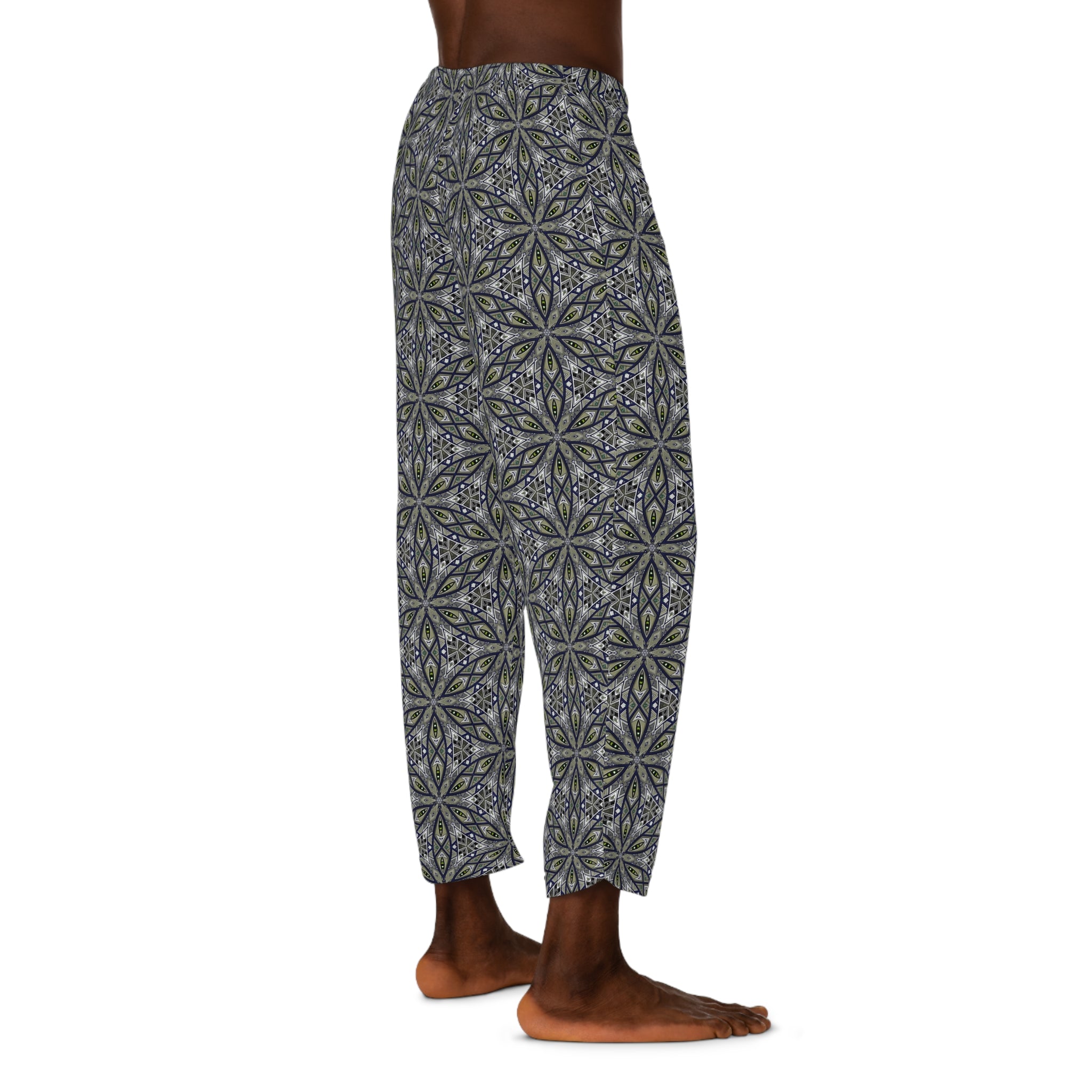 Men's Patterned Pajama Pants – Geometric Floral All-Over Print Lounge Pants #trc543