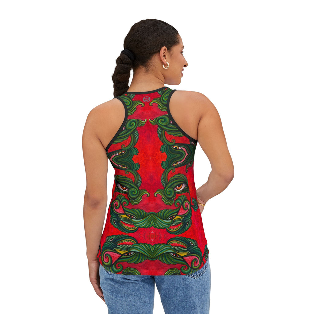 Women's Tank Top — Festive Green Swirl Face All-Over Print #jf88332