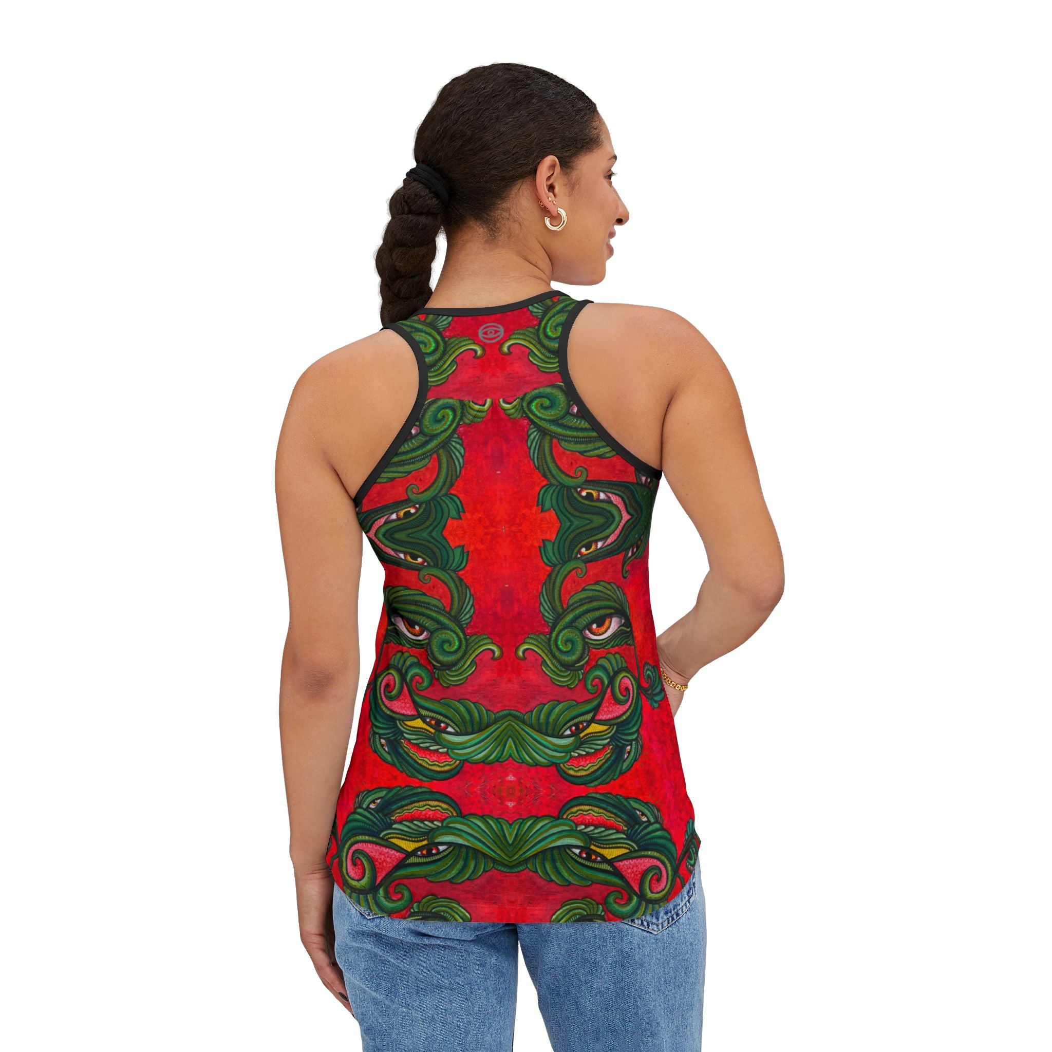 Women's Tank Top — Festive Green Swirl Face All-Over Print #jf88332