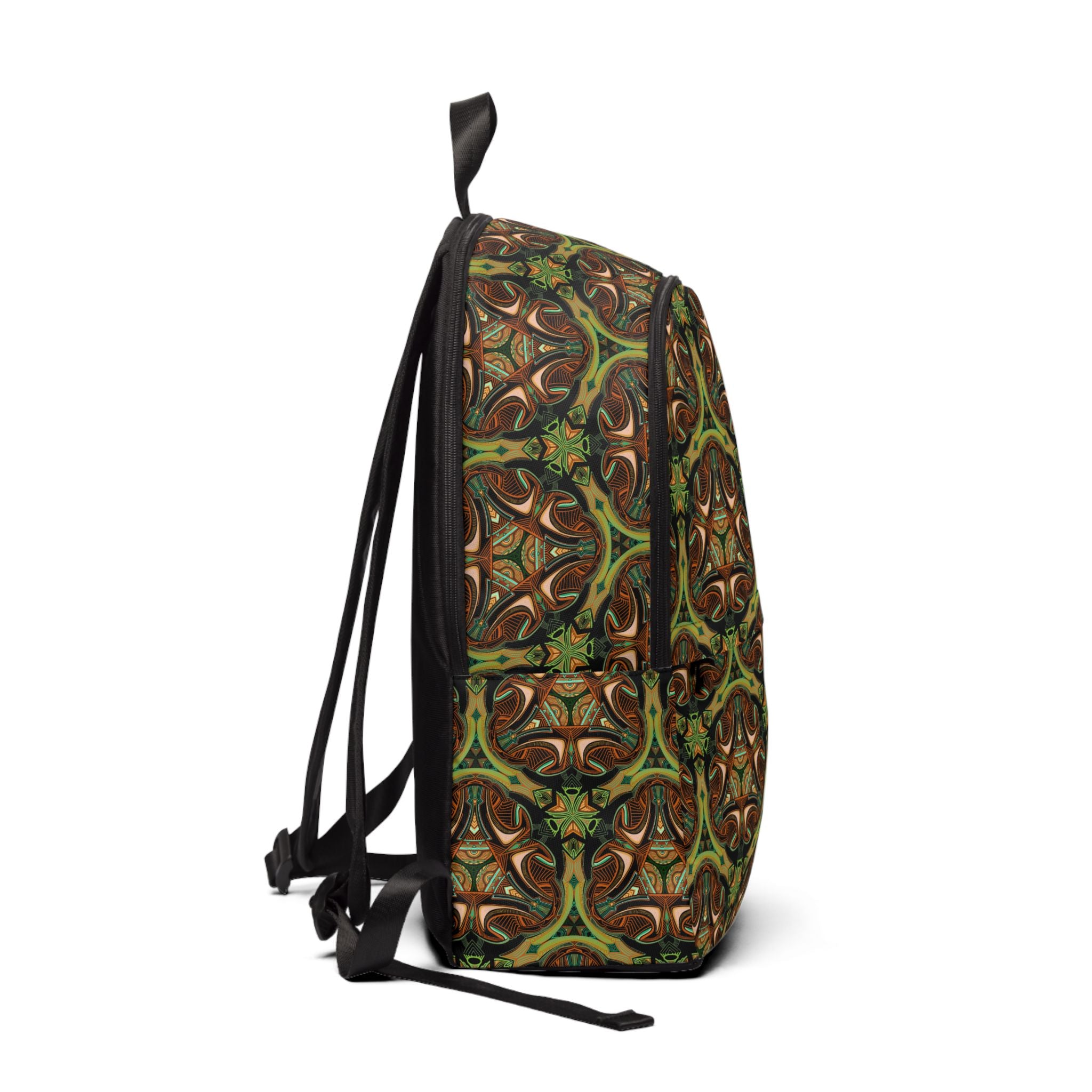 Patterned Backpack — Earthy Green Brown Mandala Design #bp5