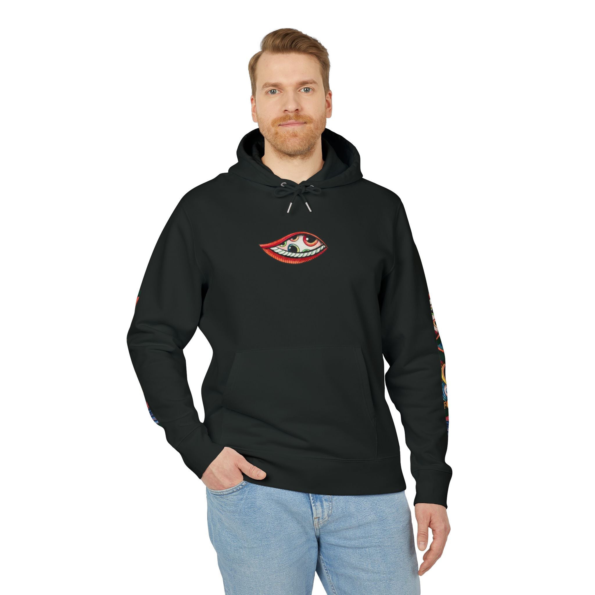 Graphic Hoodie — Colorful Psychedelic Lip & Swirl Design #h4334