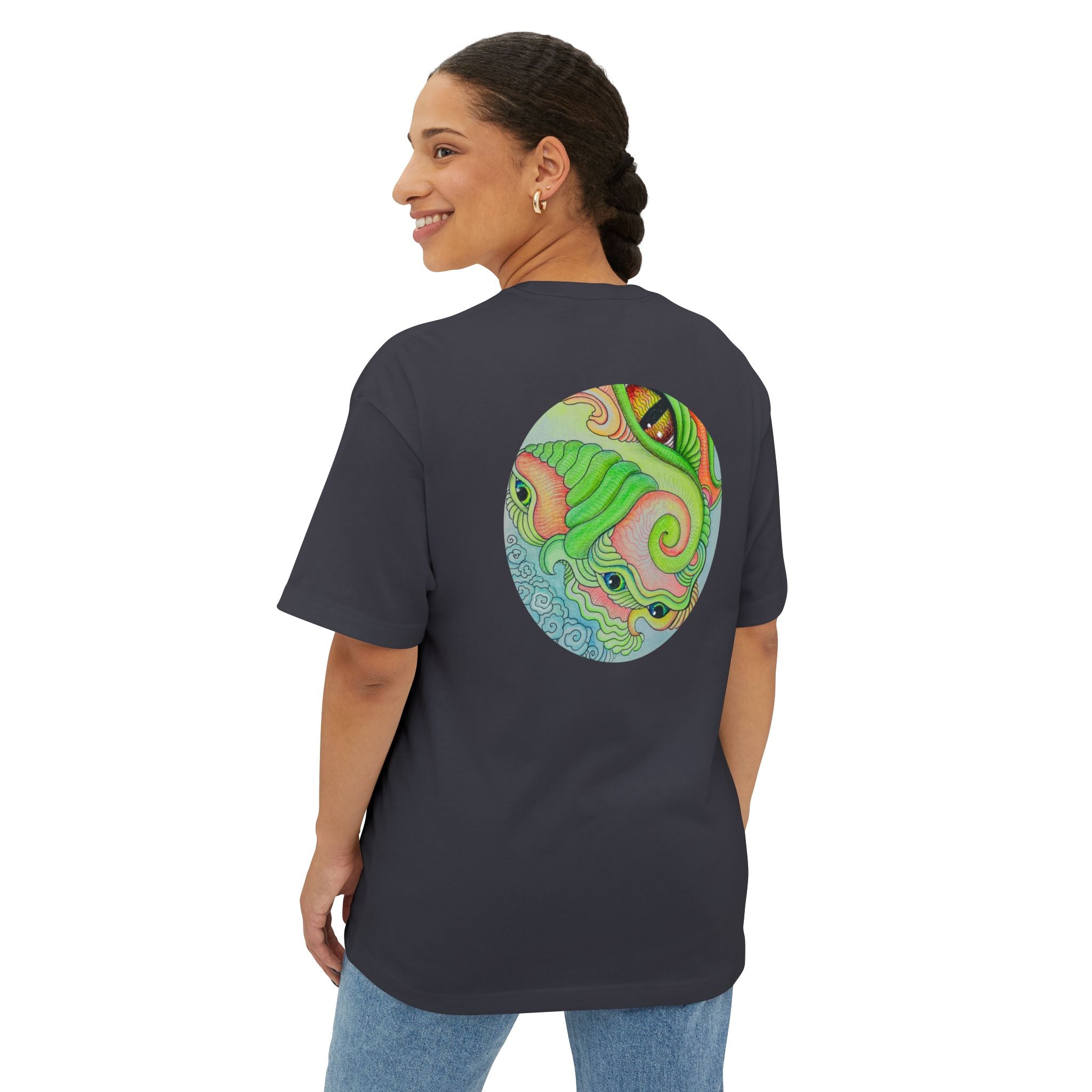 Psychedelic Triangle & Circle Graphic Tee — Retro Swirl Art T-Shirt #gr9523