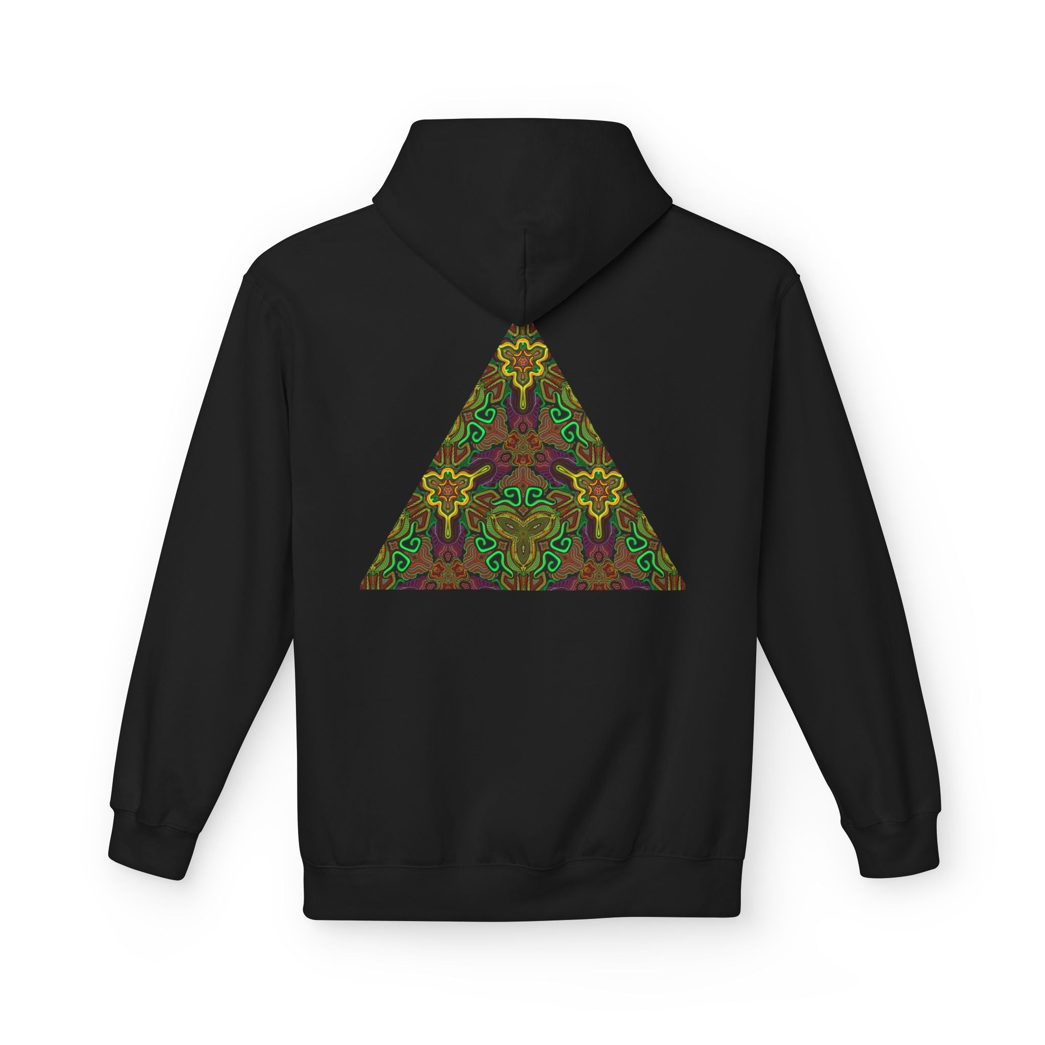 Tribal Kaleidoscope Symbol Hoodie | Geometric Triangle Back Print