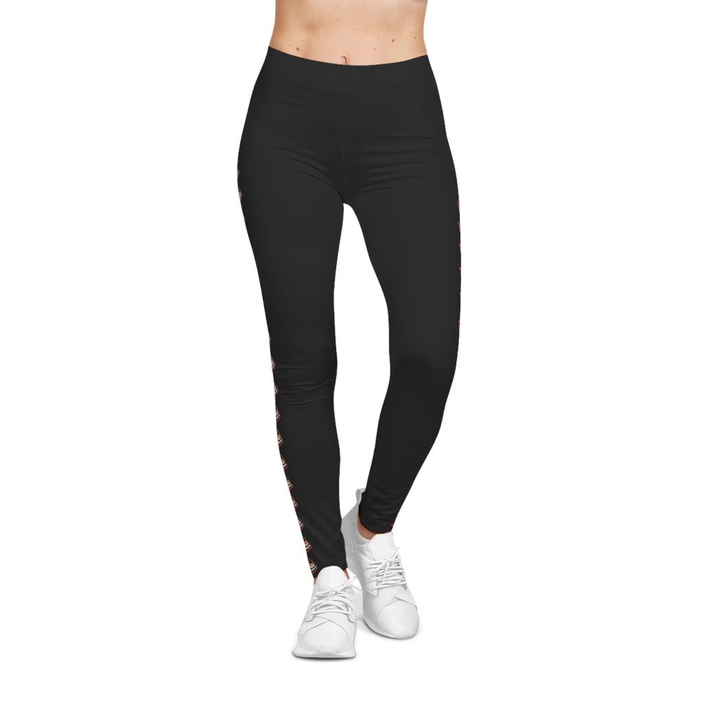 Eye-Stripe Women's Leggings — Black Side-Eye Pattern Yoga & Casual Pants #hgd0088633