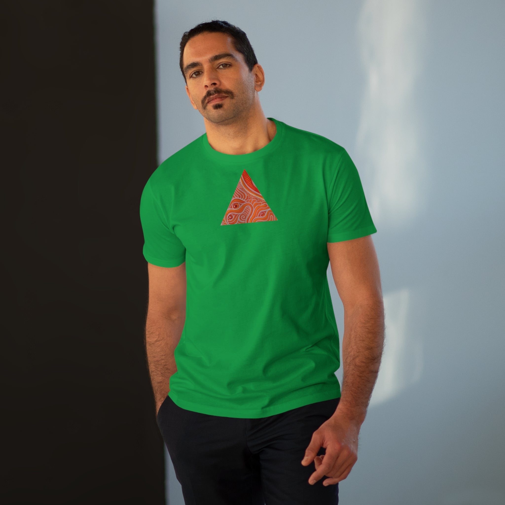 Men's Tee — Red Geometric Triangle Pattern #dm52986