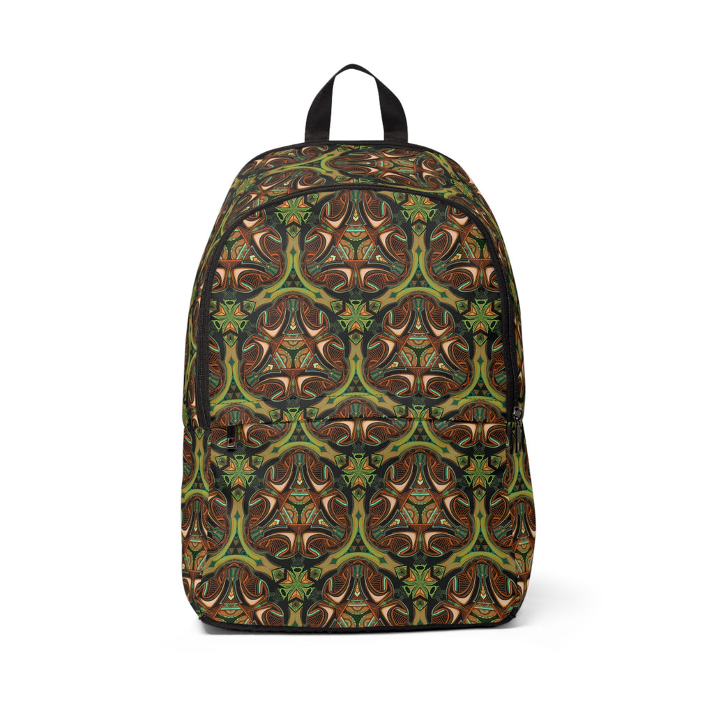 Patterned Backpack — Earthy Green Brown Mandala Design #bp5