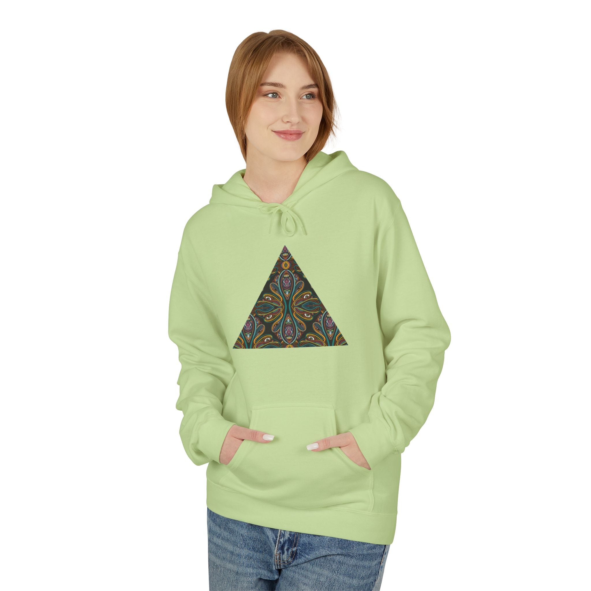 Geometric Mosaic Triangle Hoodie — Decorative Pattern Pullover #i865678