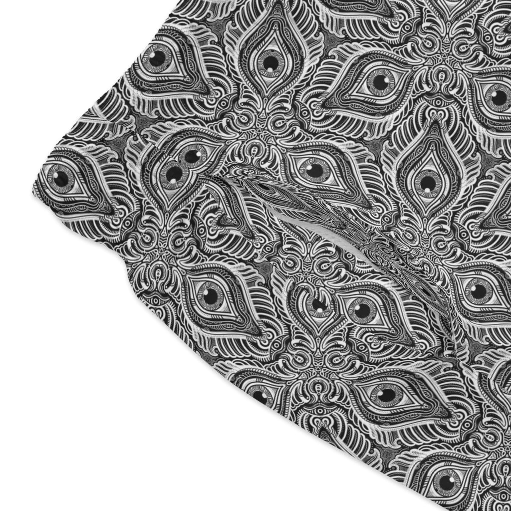 Monochrome Geometric Swim Trunks — Kaleidoscope Tile Pattern #st3