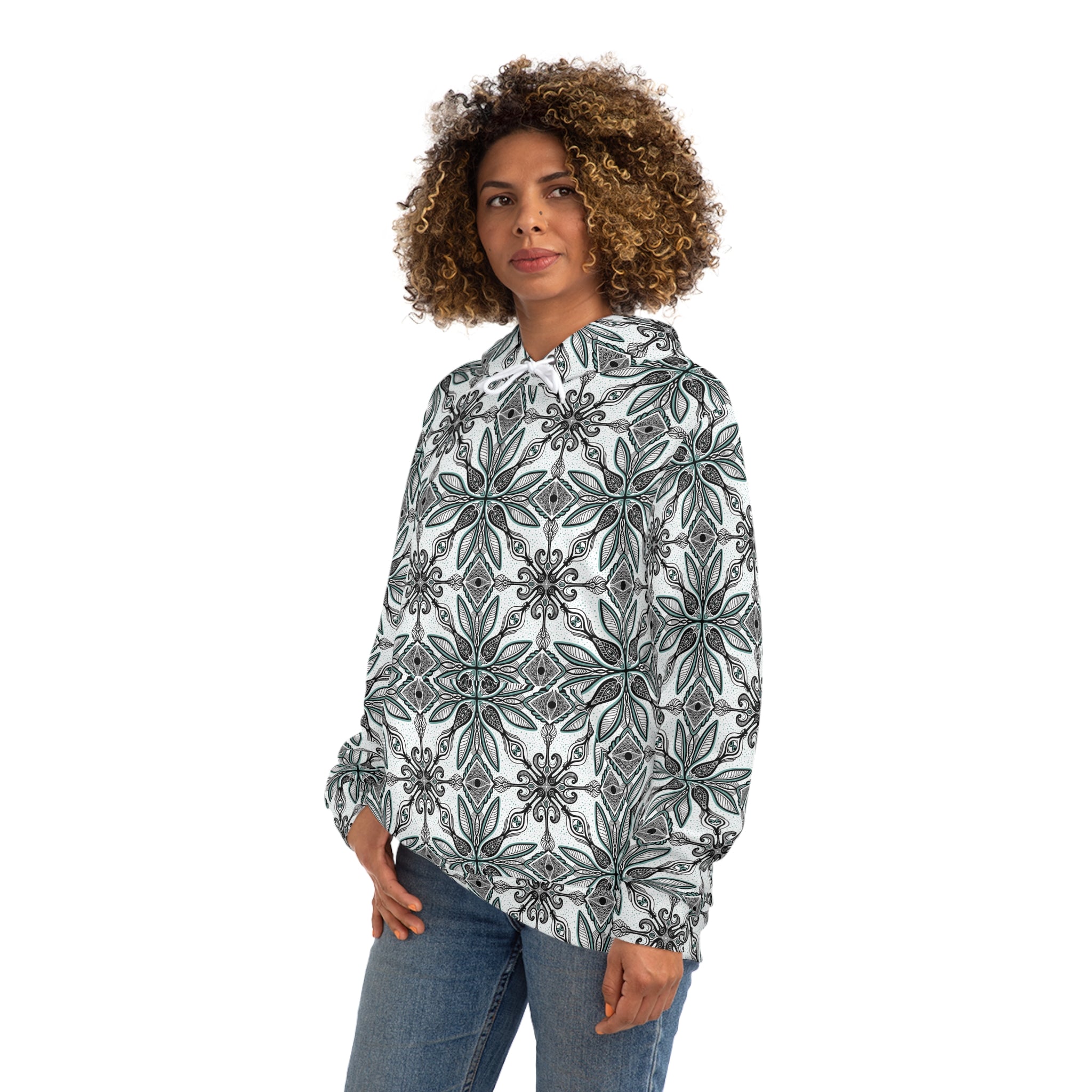 Floral Geometric All-Over-Print Hoodie #y987646