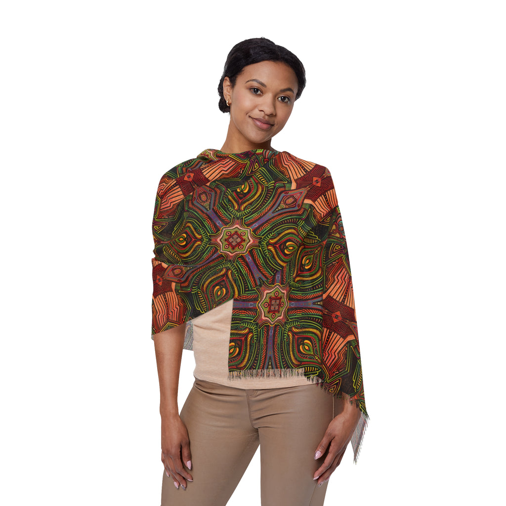 Bohemian Kaleidoscope Light Scarf — Autumn Floral Patterned Wrap #hf88102