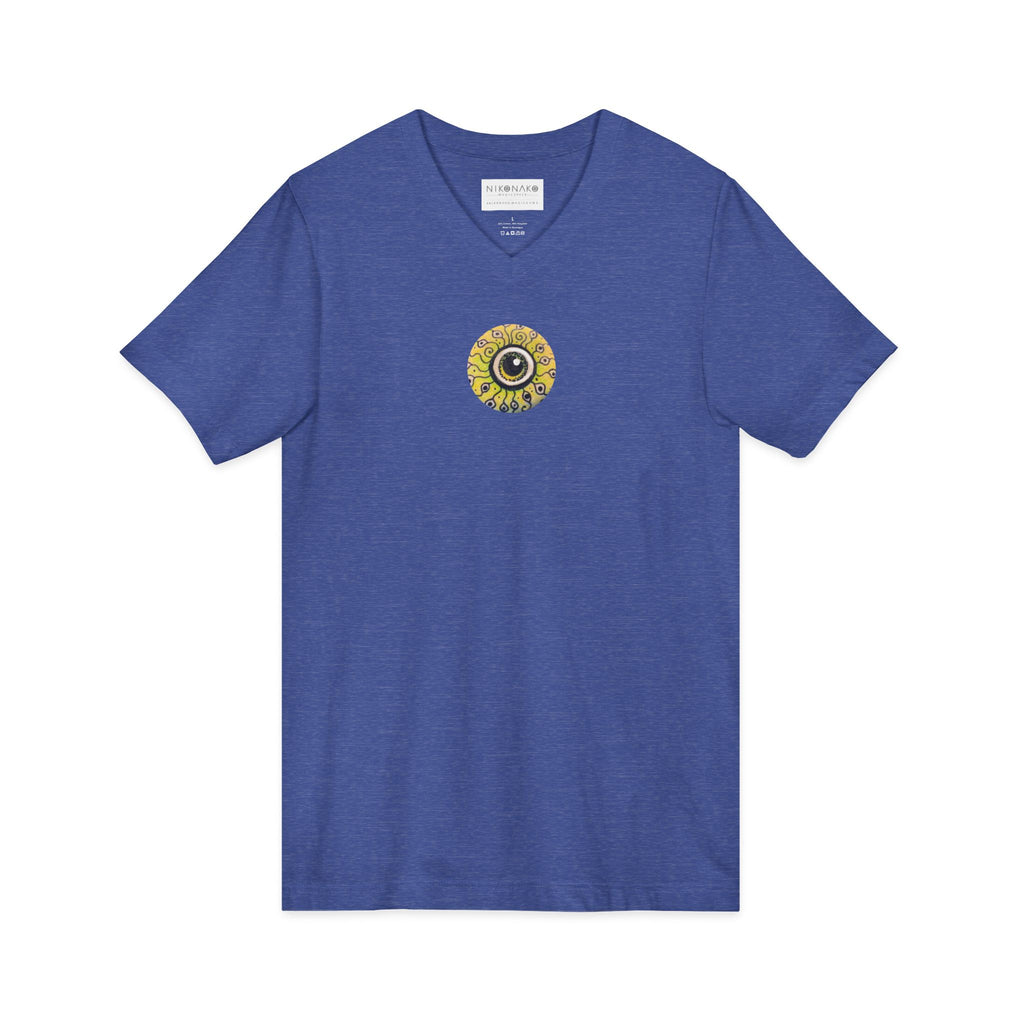 Sunflower Eye Pattern V-Neck Tee #k0833