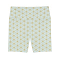 Geometric Tile Print Women's Workout Shorts — Mint & Gold AOP Activewear #d24245