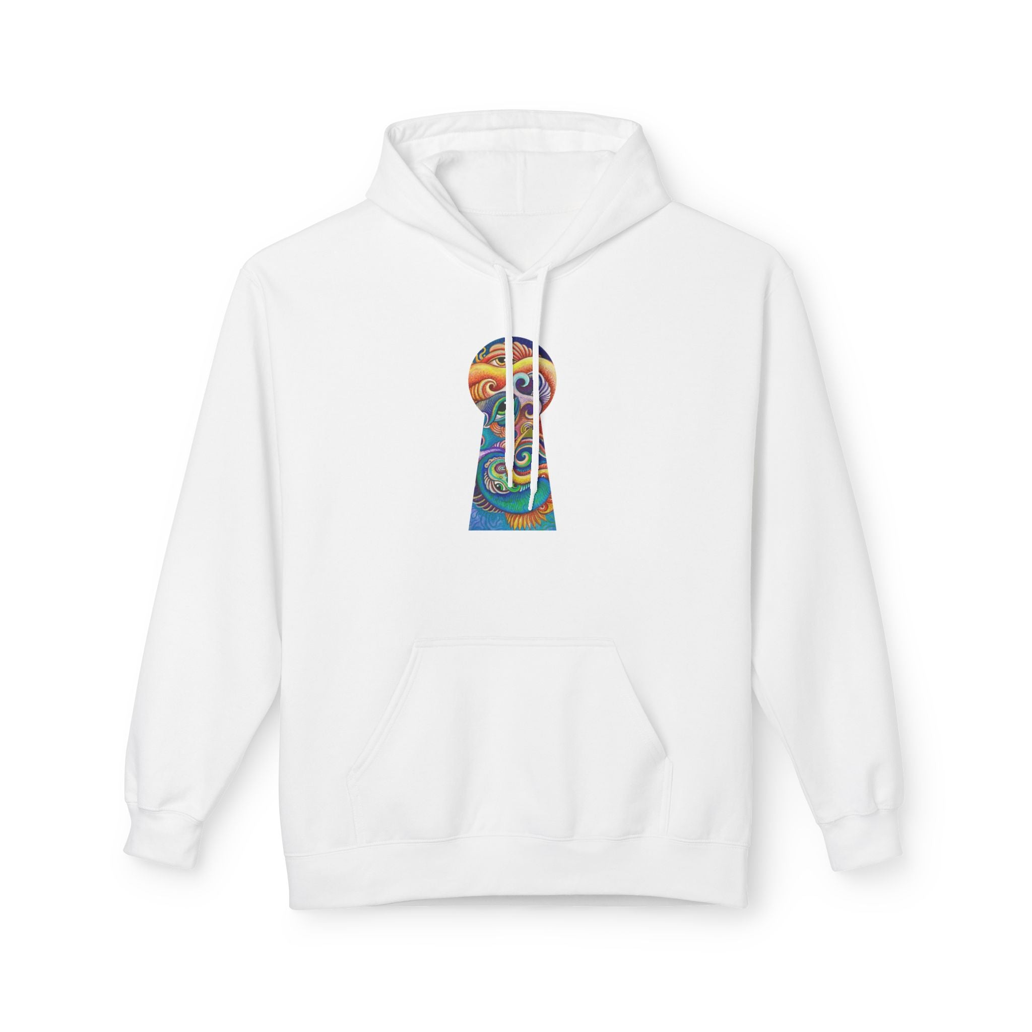 Abstract Psychedelic Face Hoodie | Colorful Surreal Keyhole Art