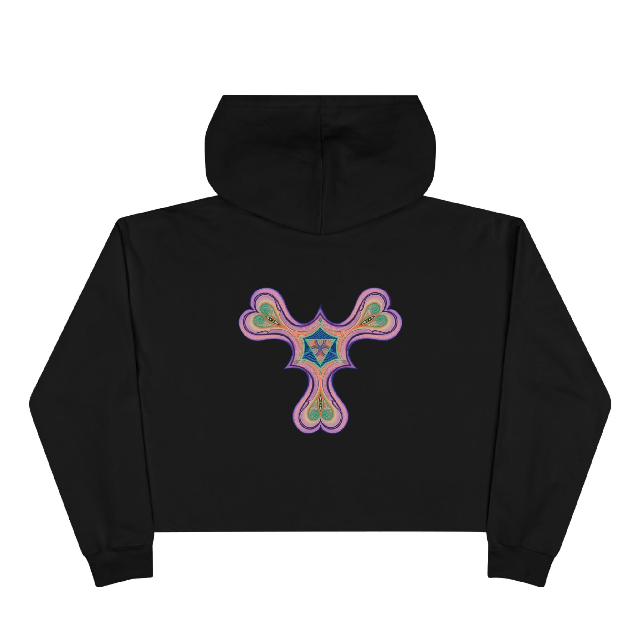 Boho Heart Mandala Crop Hoodie — Psychedelic Floral Tribal Graphic  #chpf3