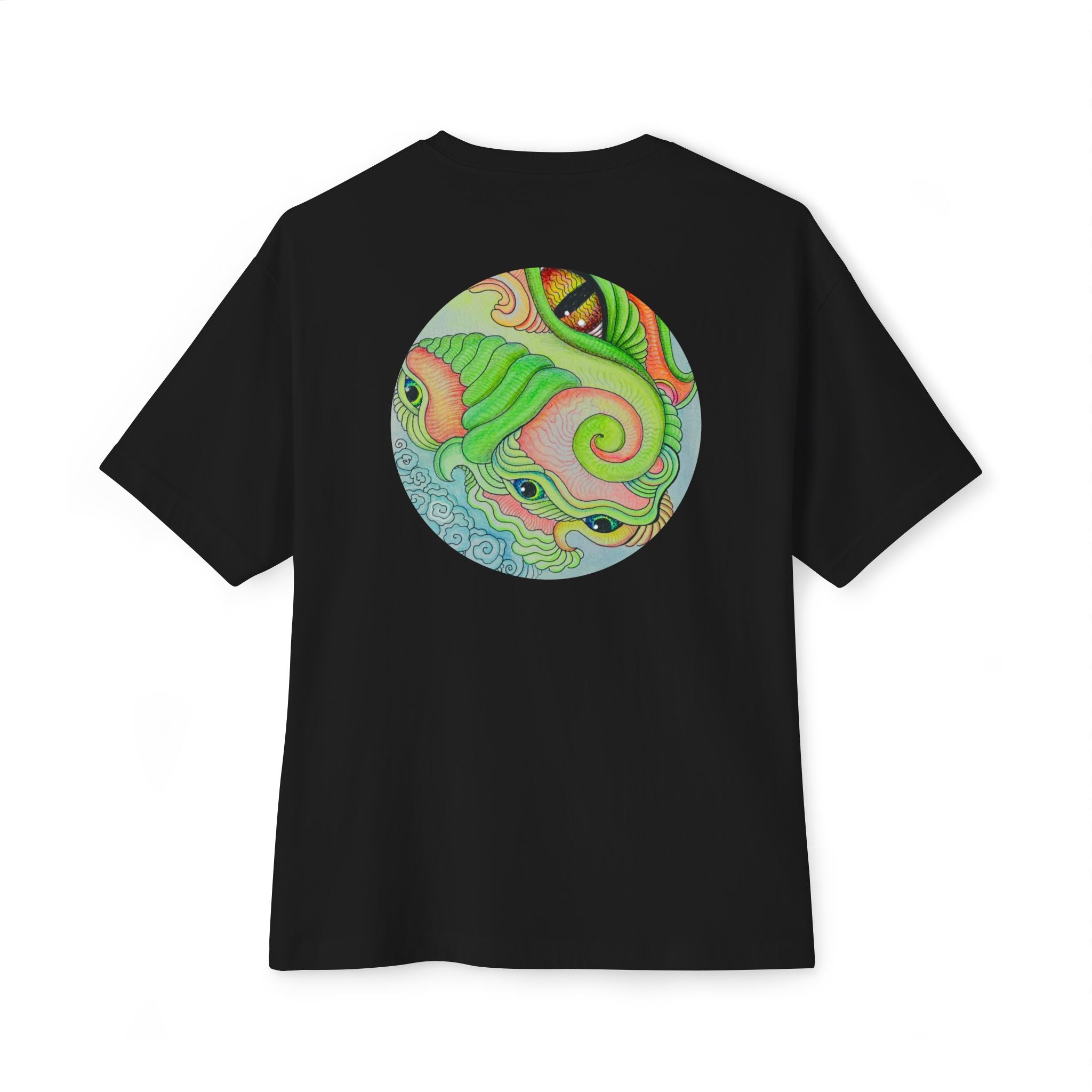 Psychedelic Triangle & Circle Graphic Tee — Retro Swirl Art T-Shirt #gr9523