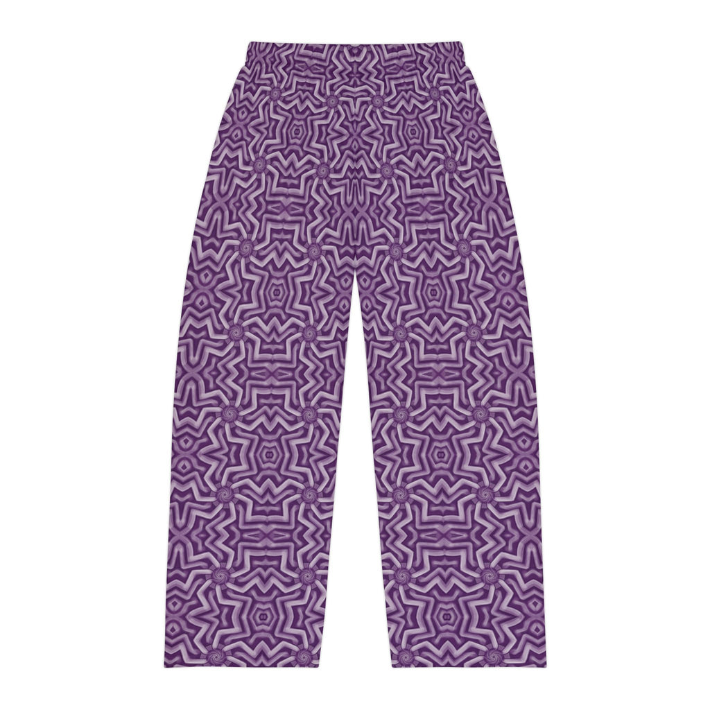 Purple Geometric Lounge Pajama Pants — Men's Cozy All-Over Print Sleepwear #h75256