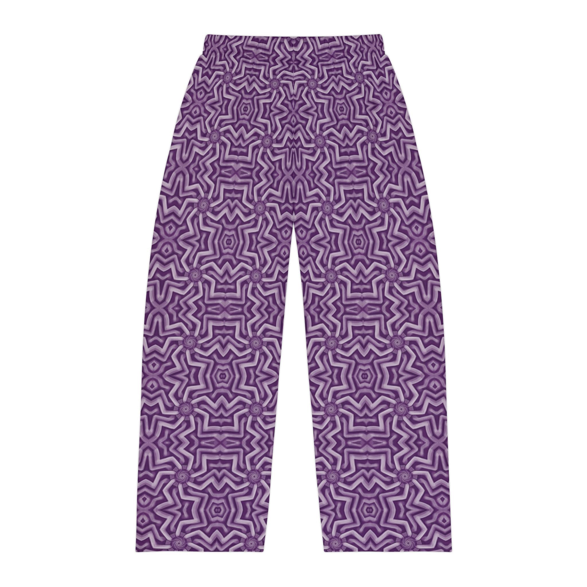Purple Geometric Lounge Pajama Pants — Men's Cozy All-Over Print Sleepwear #h75256