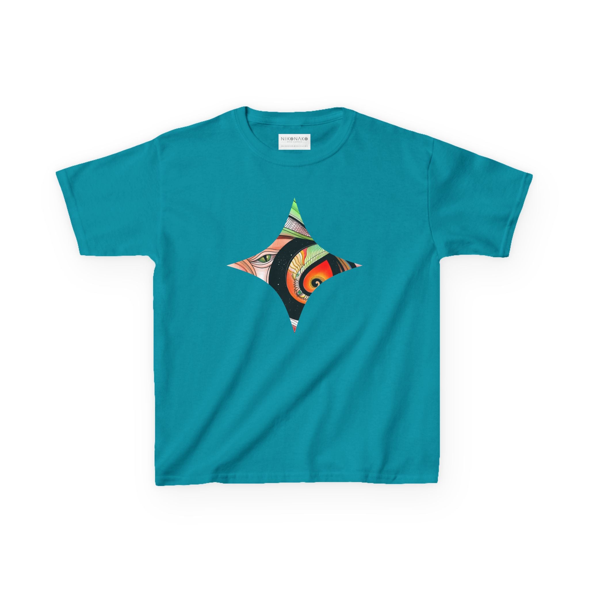 Abstract Eye Pattern Kids Tee | Geometric Star & Triangle Art