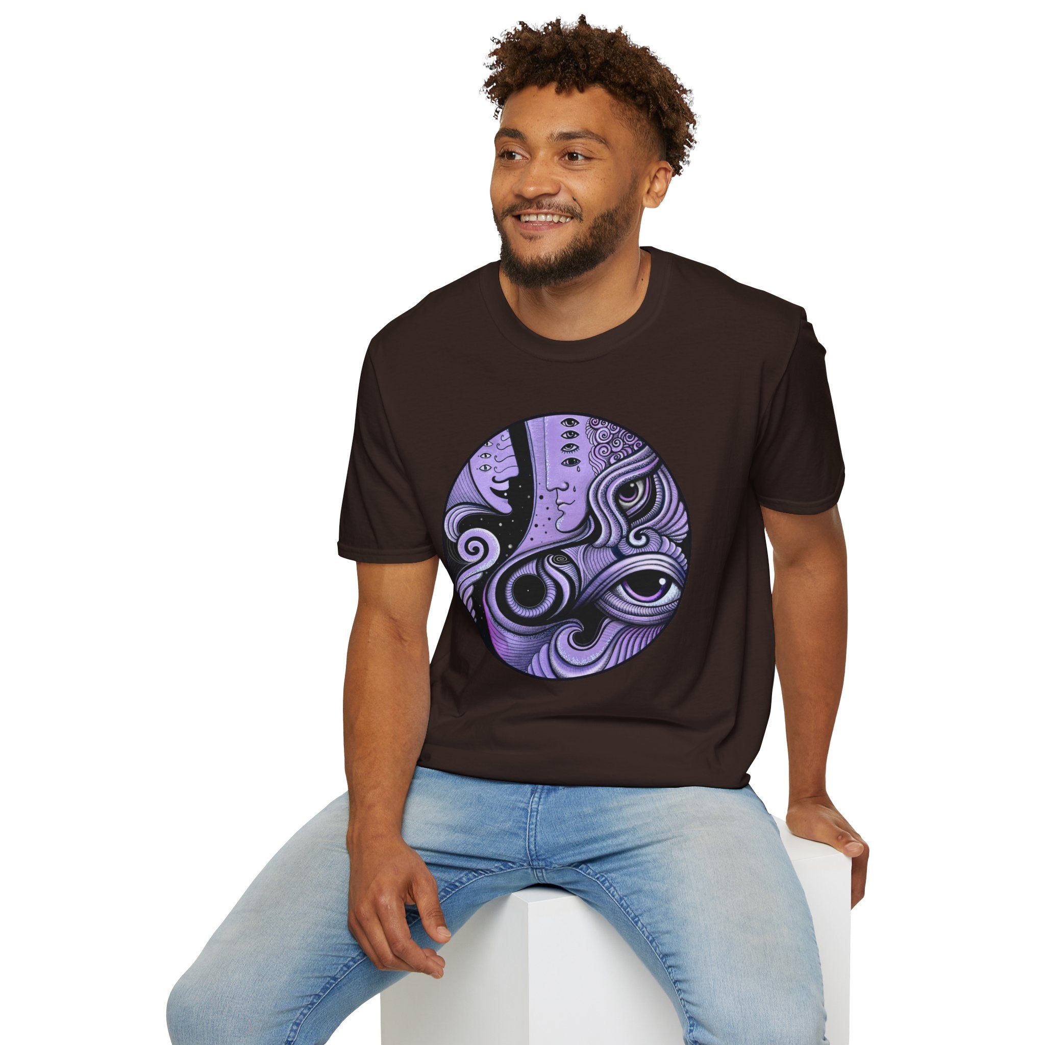 Abstract Purple Swirl Art T-Shirt | Psychedelic Keyhole Design