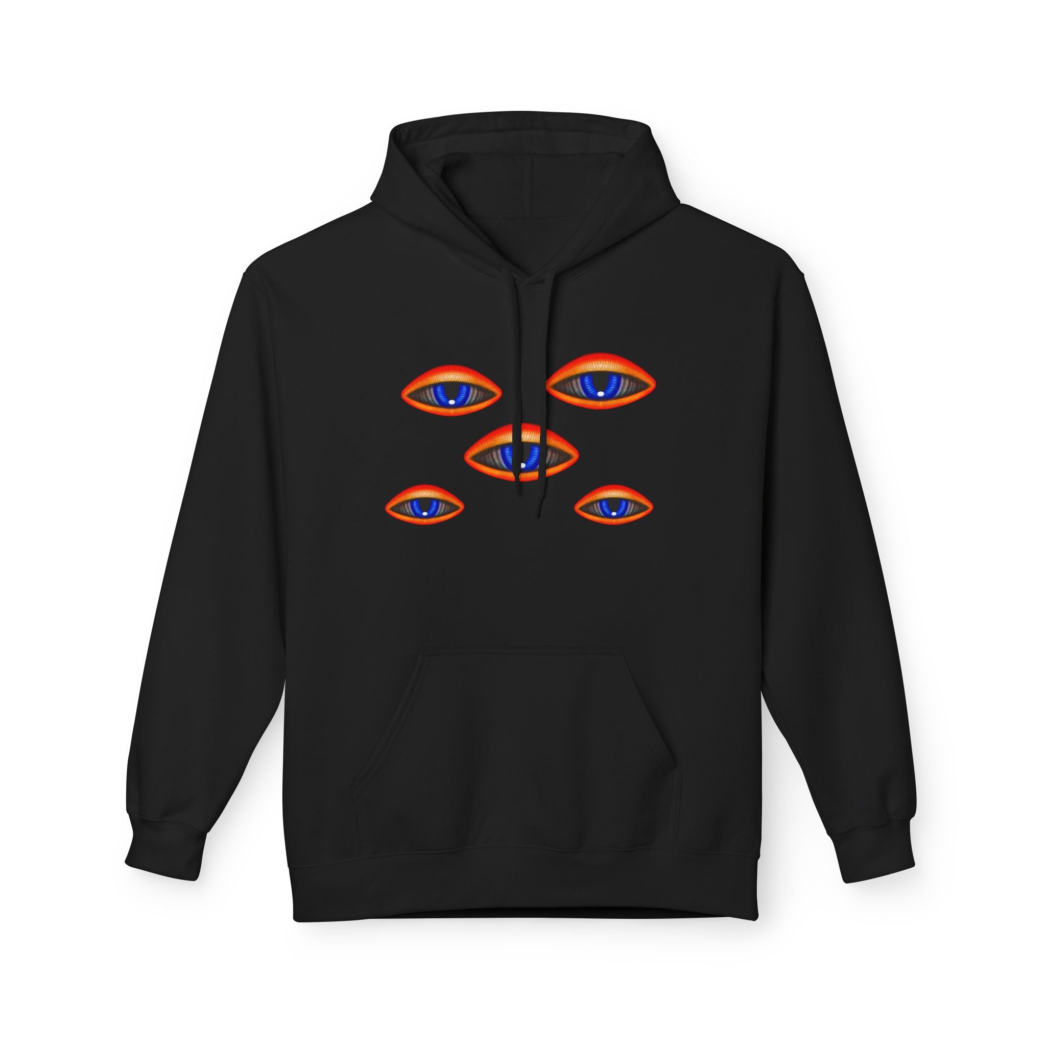 Psychedelic Third-Eye Heart Hoodie | Surreal Eye Motif, Flame Crown