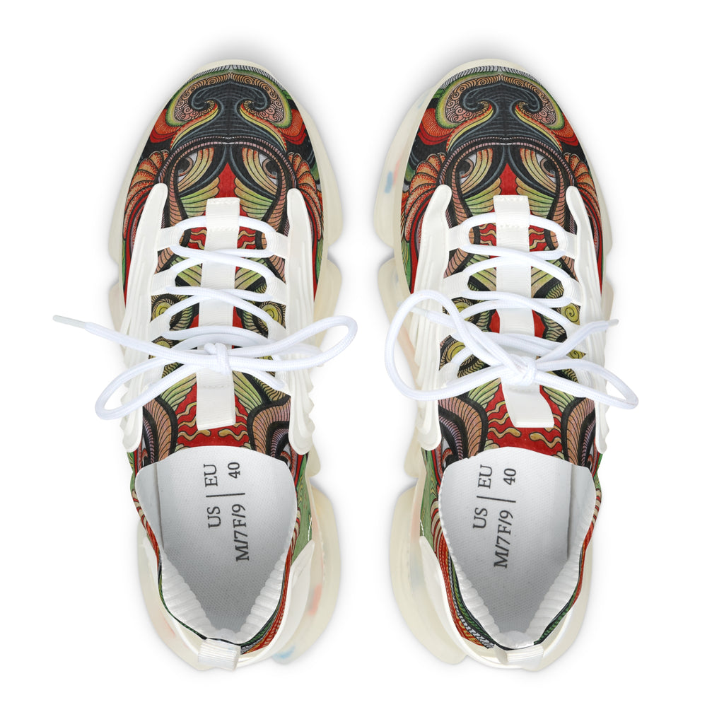 Women's Mesh Sneakers — Vintage Swirl Pattern Athletic Shoes #f3555522
