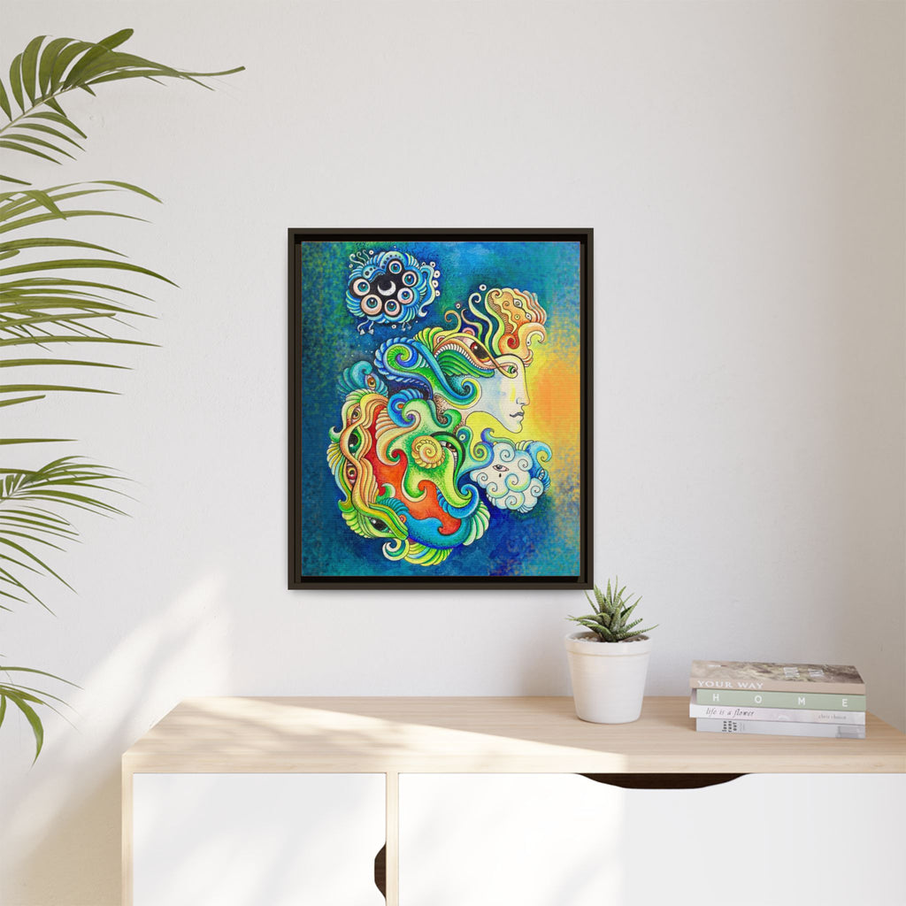 Framed Abstract Mermaid Art Print — Colorful Psychedelic Canvas #iyt88433