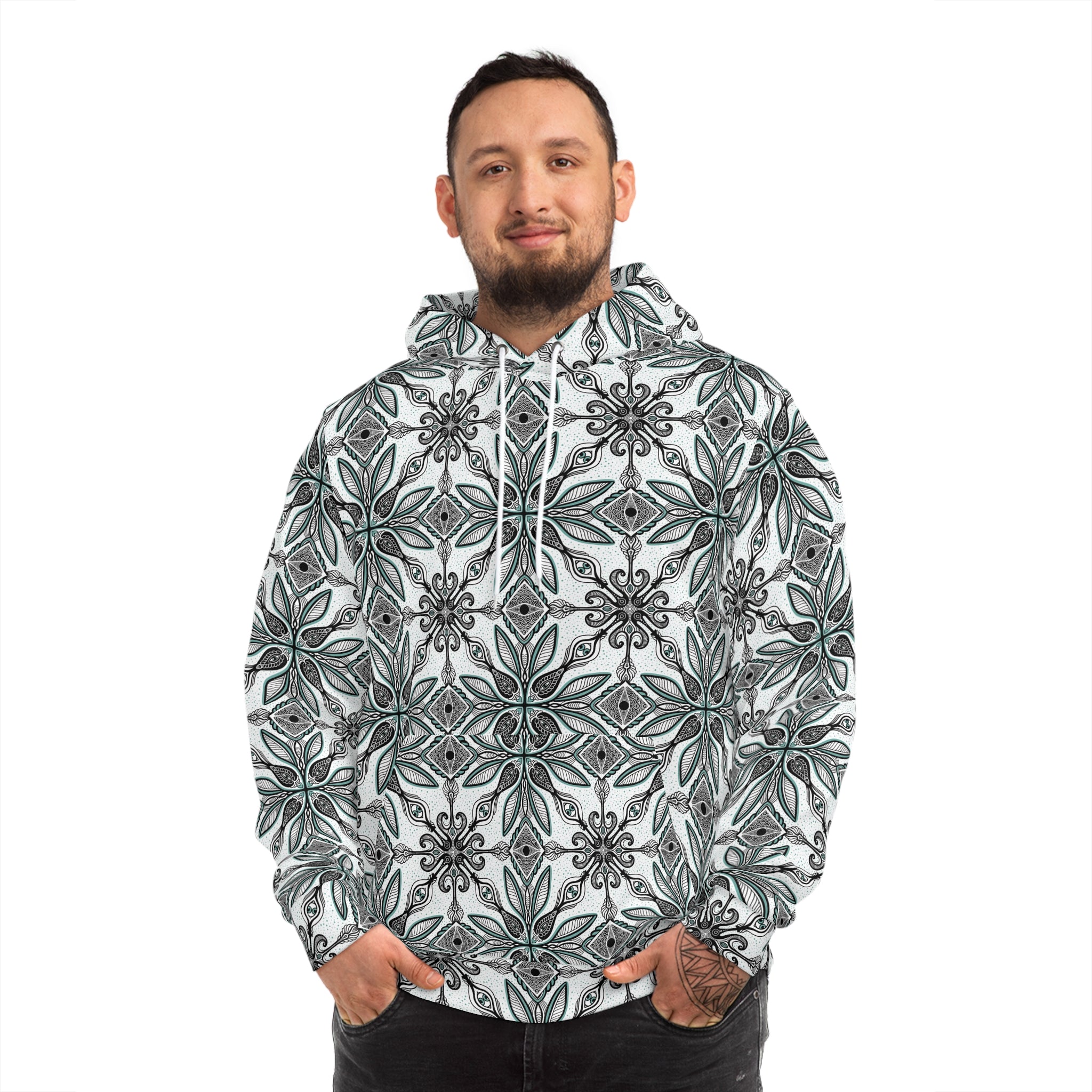 Floral Geometric All-Over-Print Hoodie #y987646