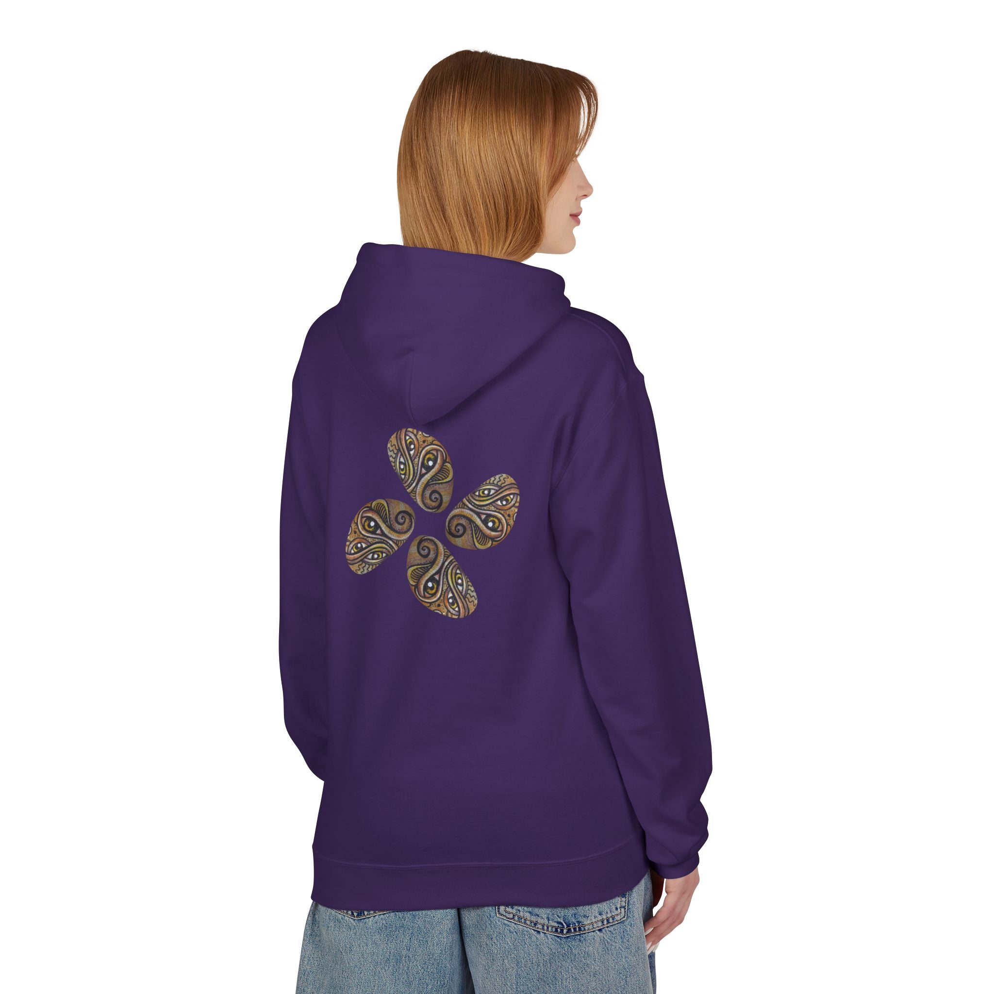 Leaf Pattern Hoodie — Boho Tribal Feather Design Pullover #f8635678