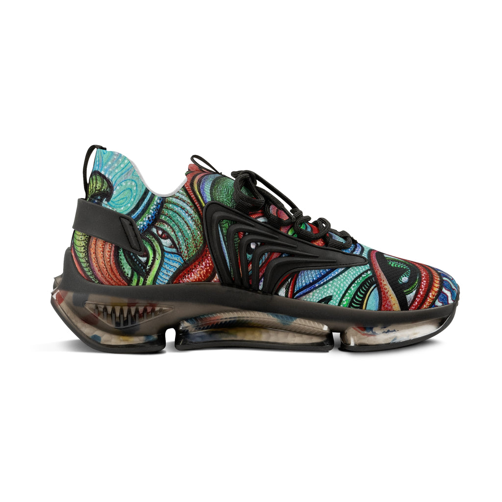 Men's Mesh Sneakers — Vibrant Tribal Print Athletic Shoes