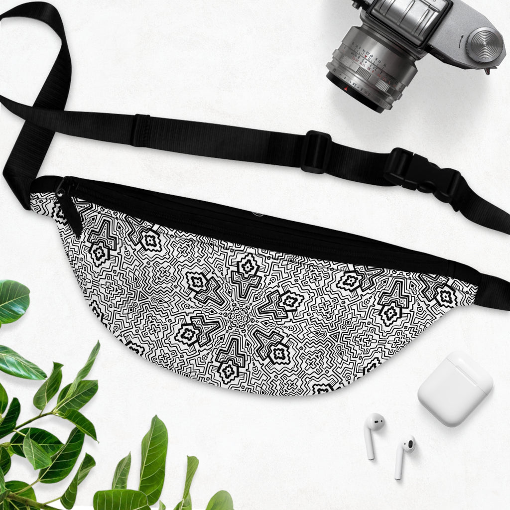 Mandala Mosaic Fanny Pack – Black & White Geometric Waist Bag #mb98754