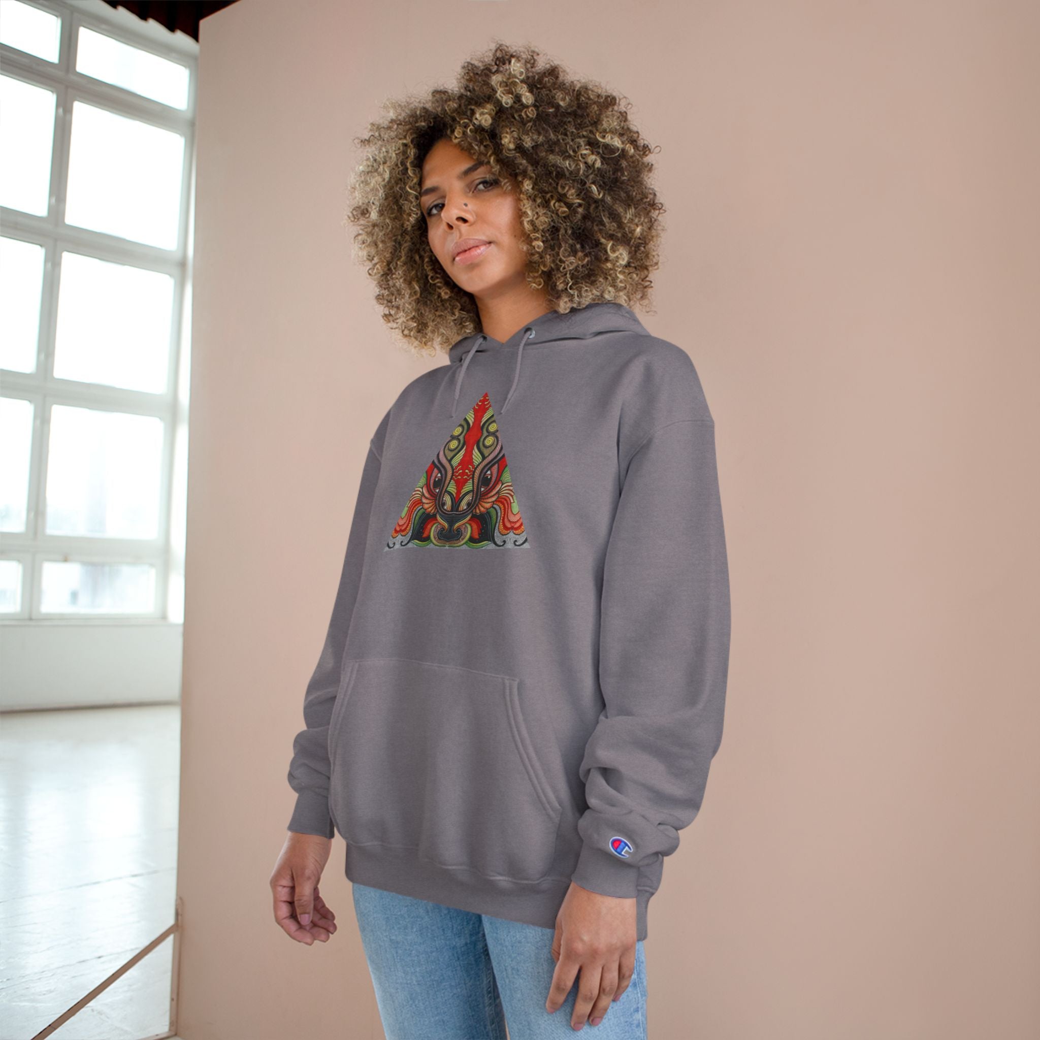 Champion Hoodie with Abstract Tribal Triangle & Keyhole Graphic #g938373