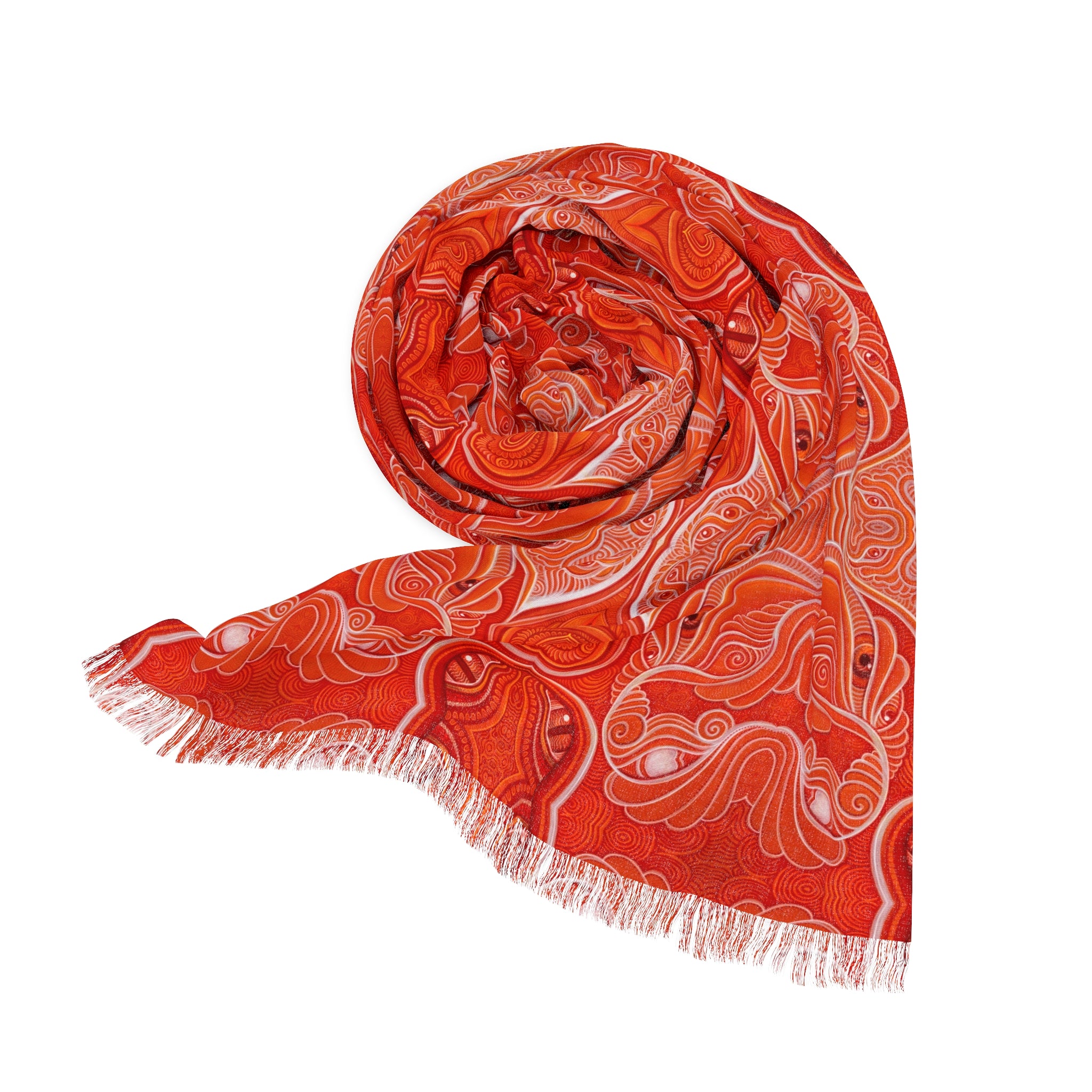 Light Scarf - Coral Orange Abstract Patterned Lightweight Scarf #g753578