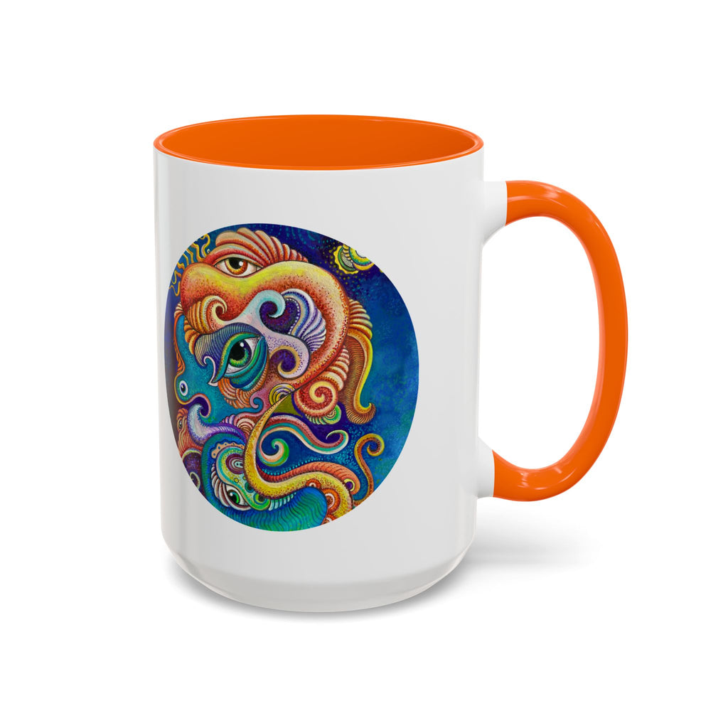 Colorful Abstract Fish Circle Mug | Accent Coffee Mug